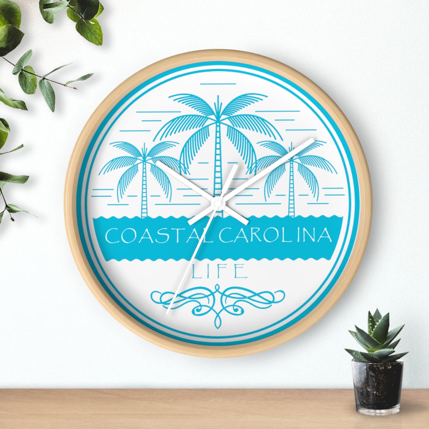 Palm Trees and Water Coastal Carolina Wall Clock