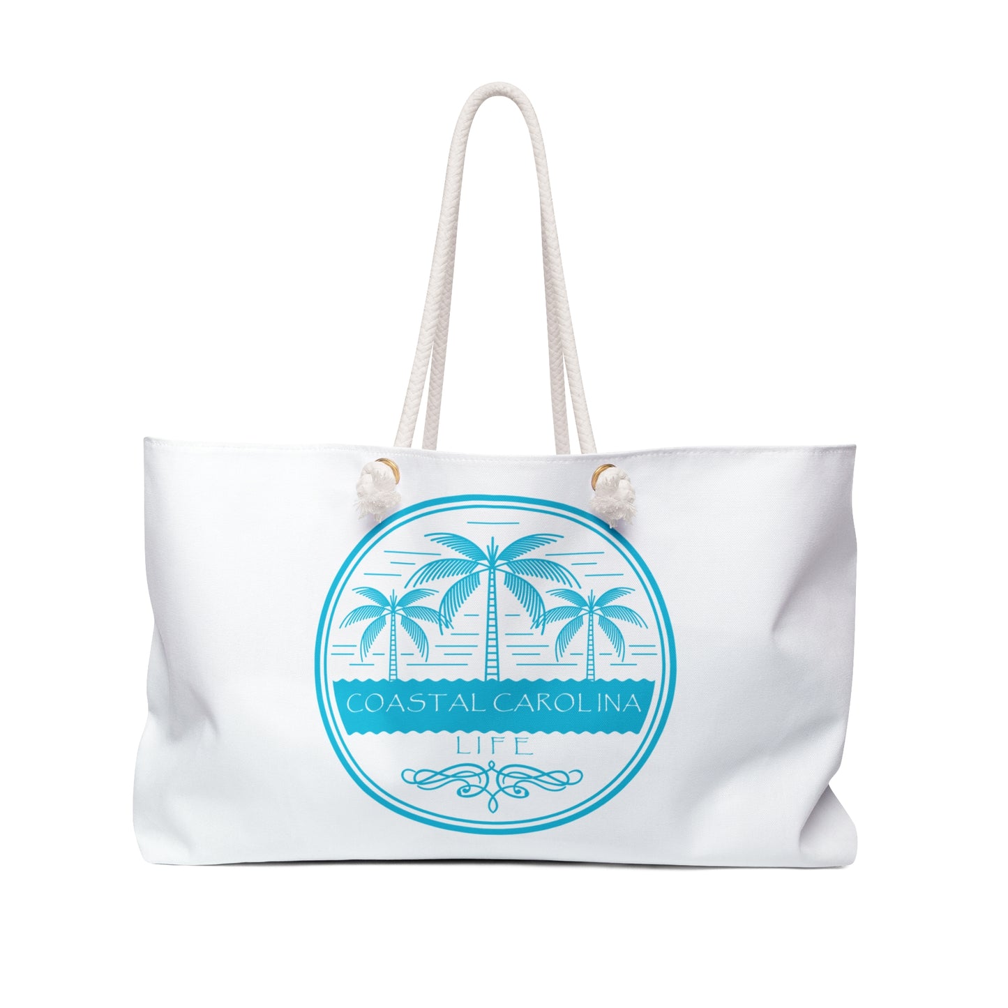 Palm Trees and Water Coastal Weekender Tote with Rope Handles