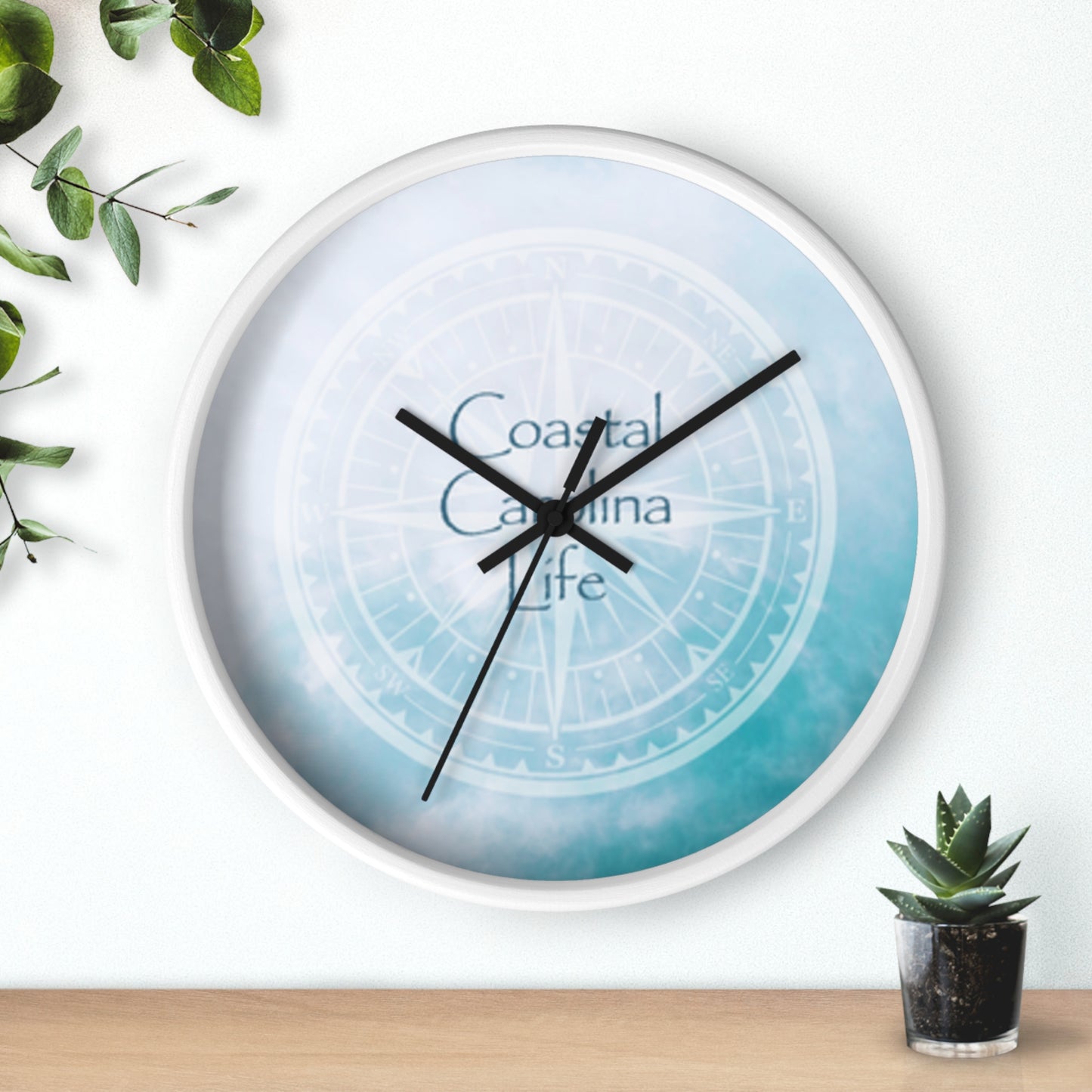 Compass with Clouds Coastal Carolina Wall Clock