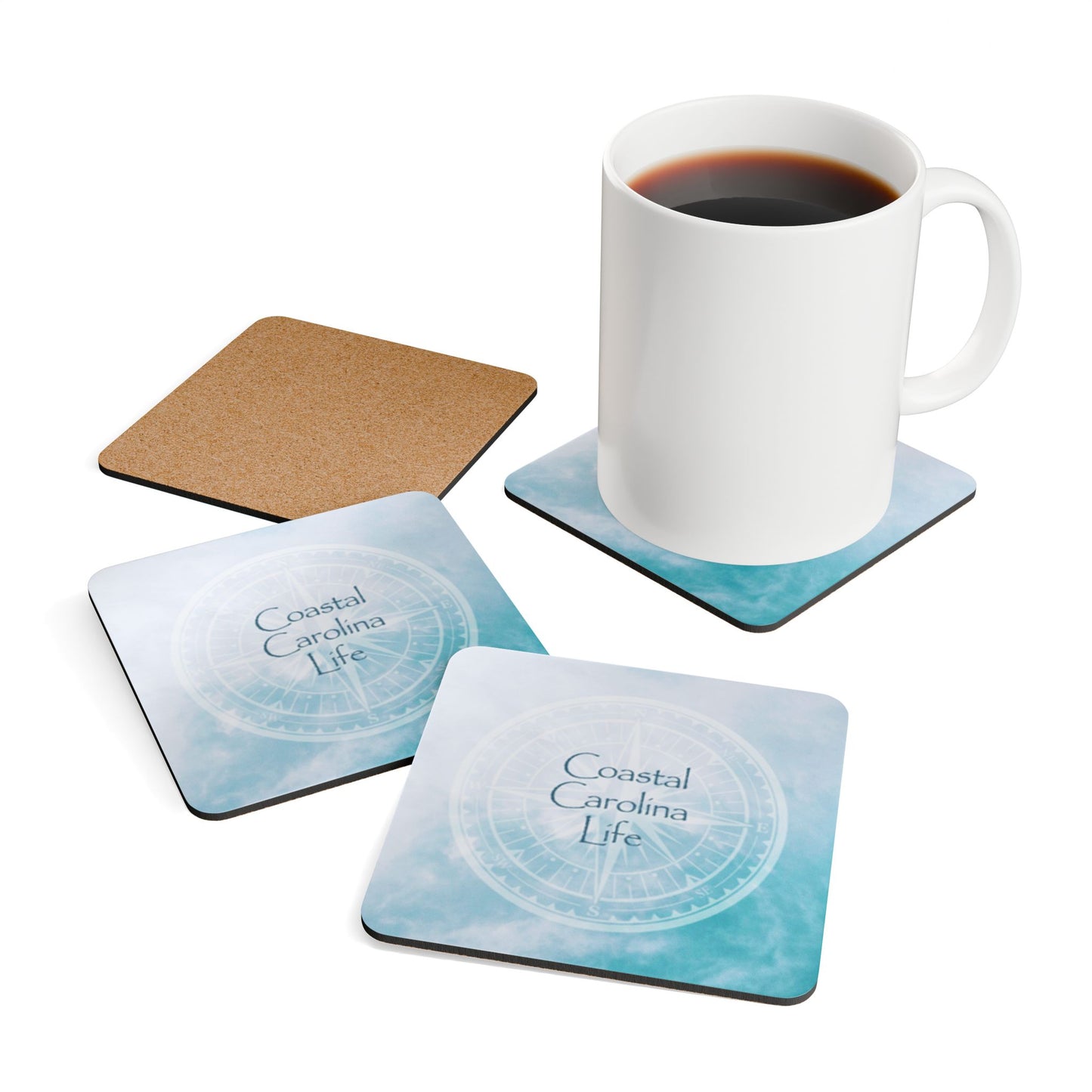 Compass with Clouds Coastal Coaster Set