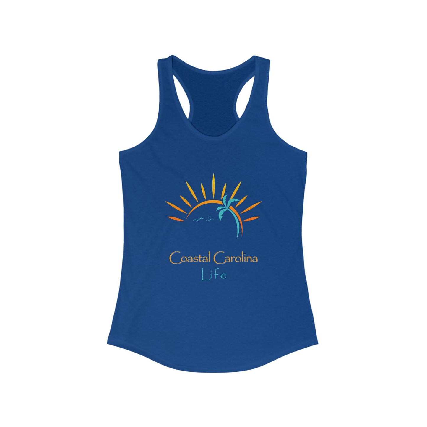 Women's Coastal Tank Top - Palm Tree and Sun Rays
