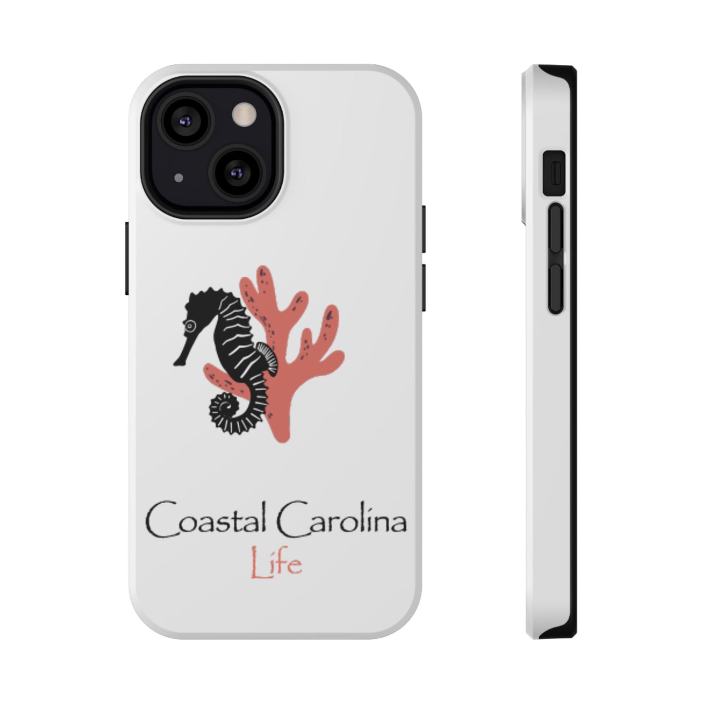 Impact-Resistant Phone Case - iPhone or Samsung - Seahorse and Coral