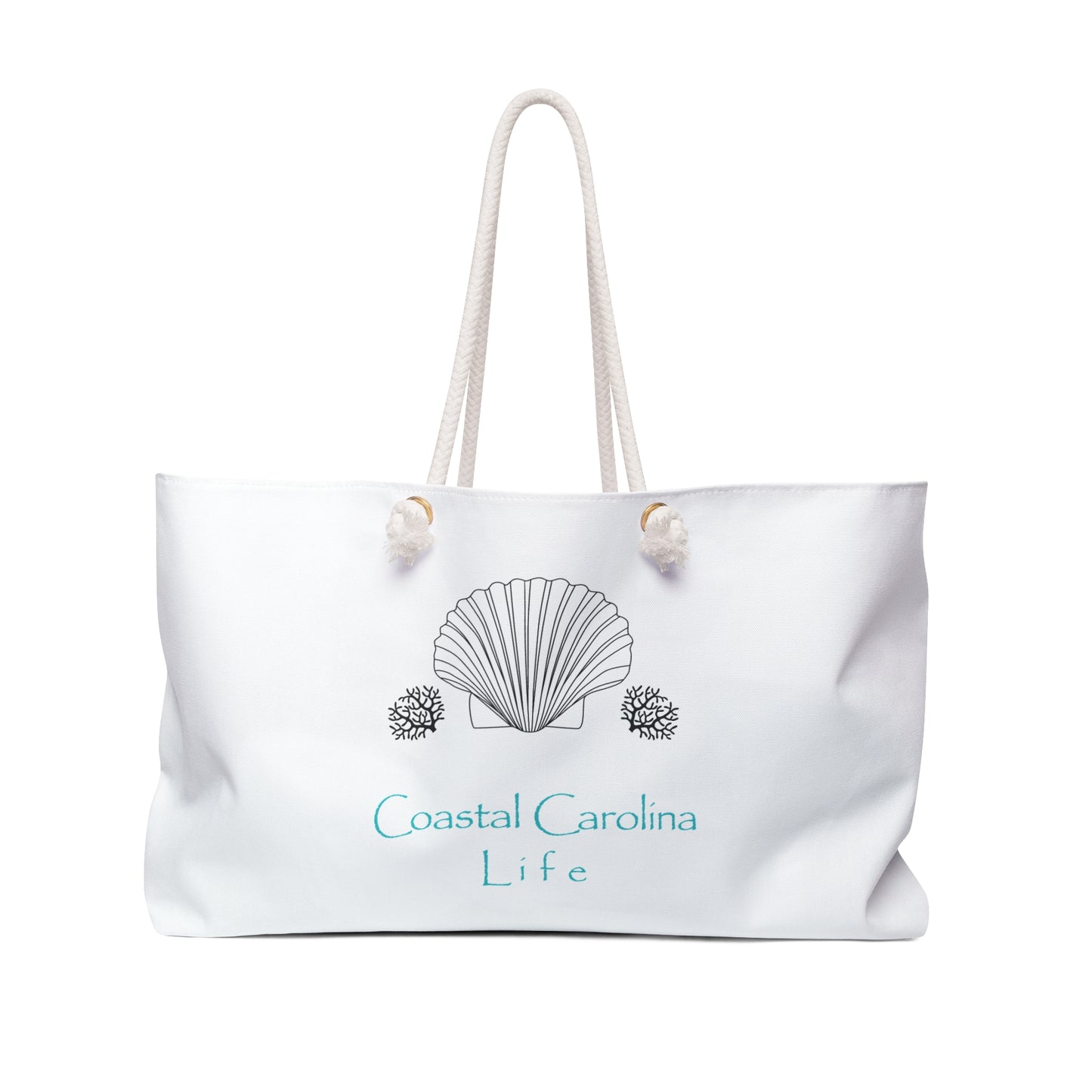 Clam Shell and Coral Coastal Weekender Tote with Rope Handles