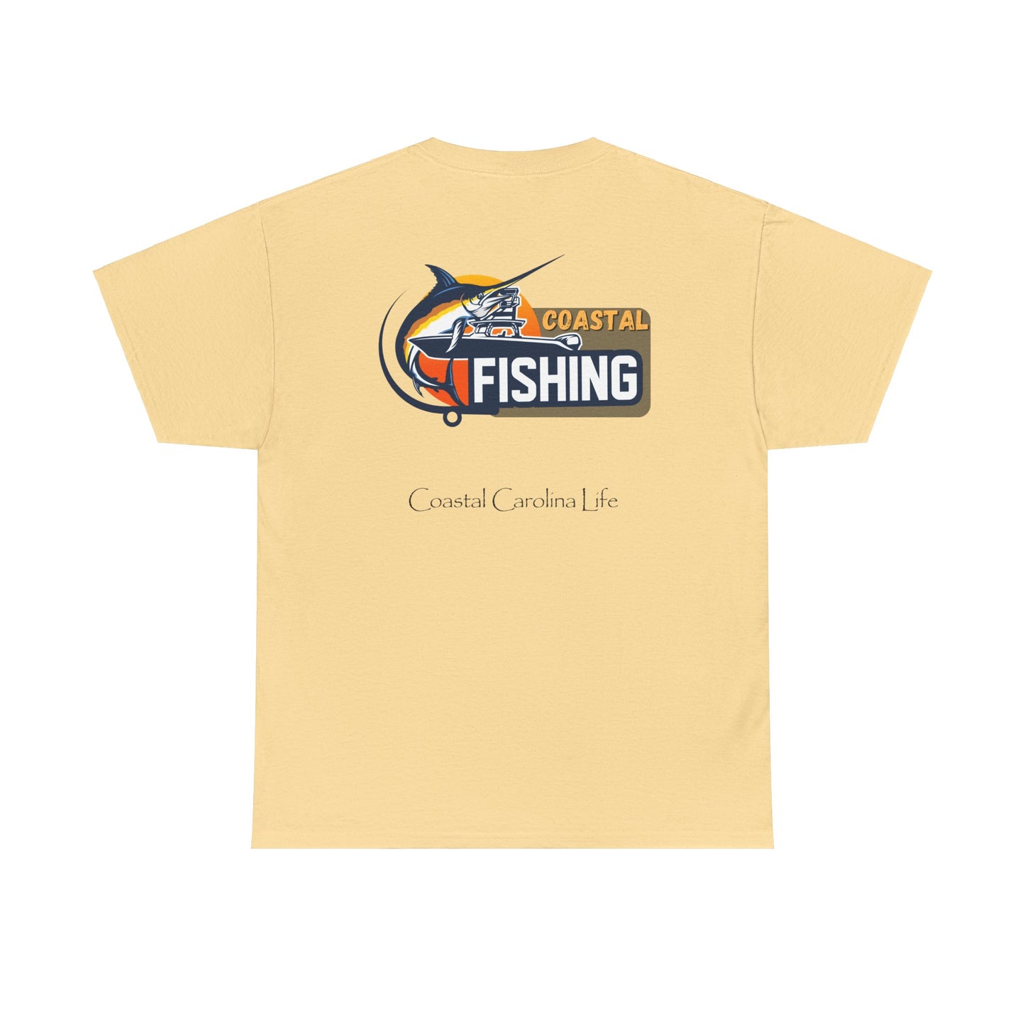 Men's Heavy Cotton T-Shirt - Coastal Fishing