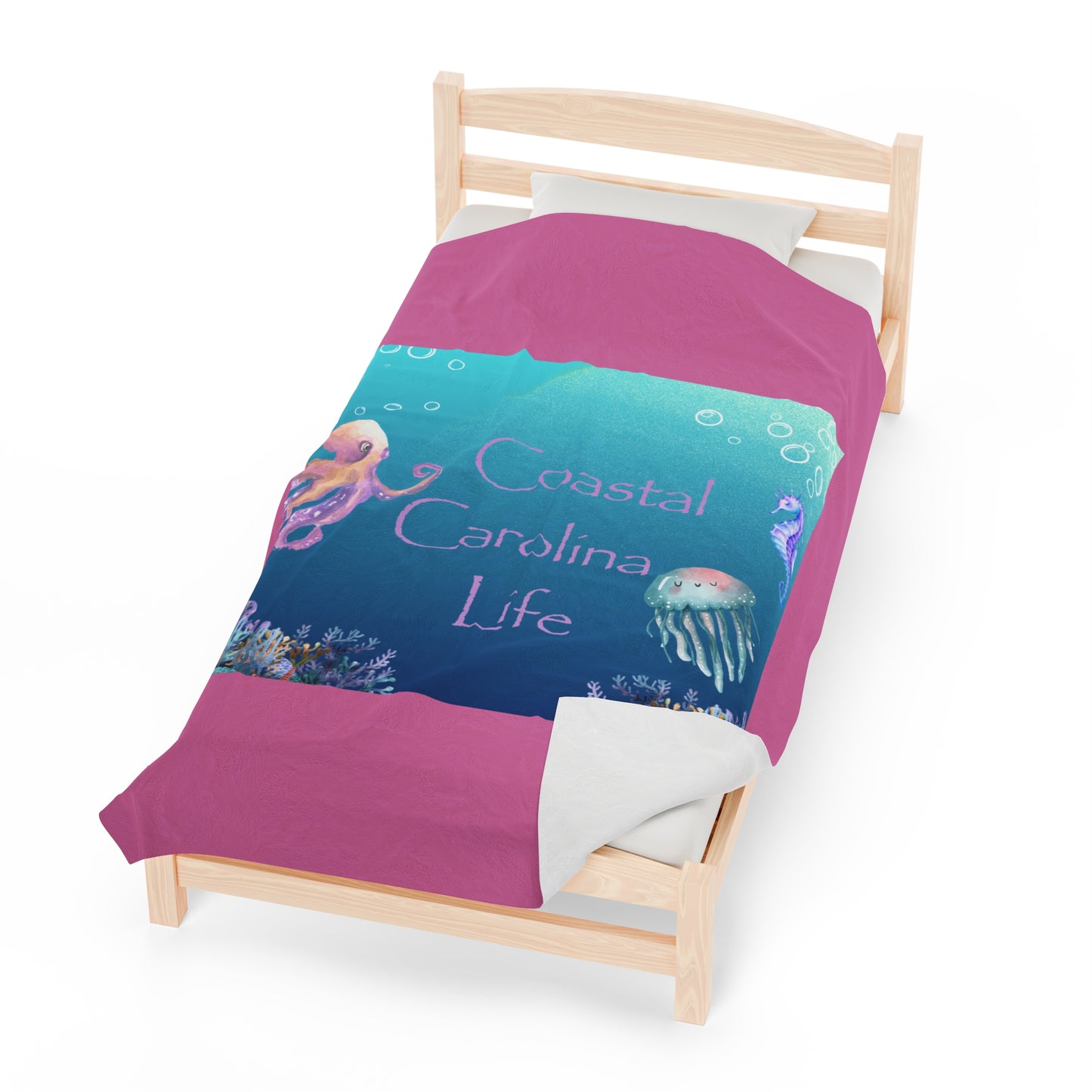 Octopus and Jellyfish Velveteen Plush Blanket