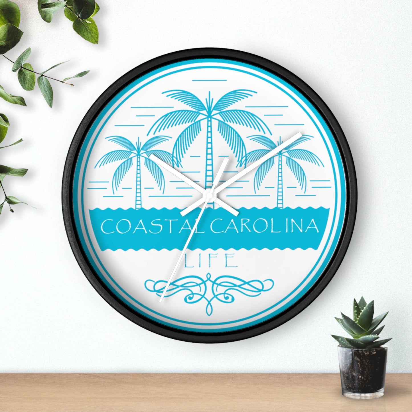 Palm Trees and Water Coastal Carolina Wall Clock