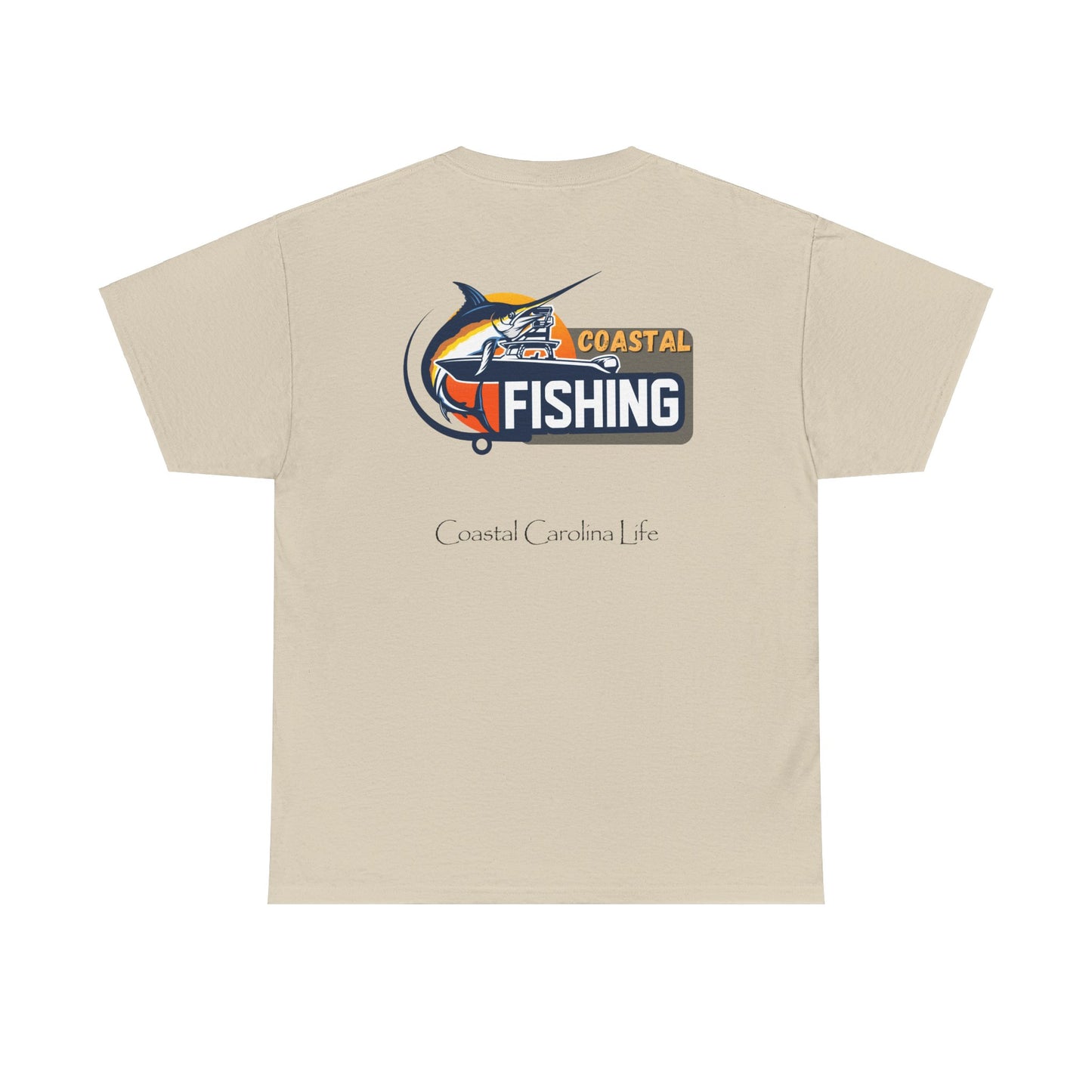 Men's Heavy Cotton T-Shirt - Coastal Fishing
