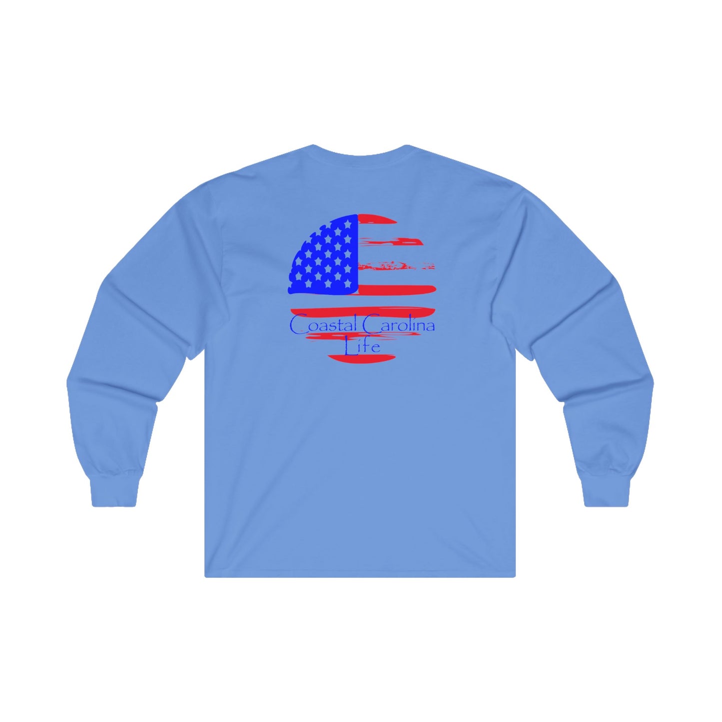 Men's Long Sleeve Cotton T-Shirt - American Flag
