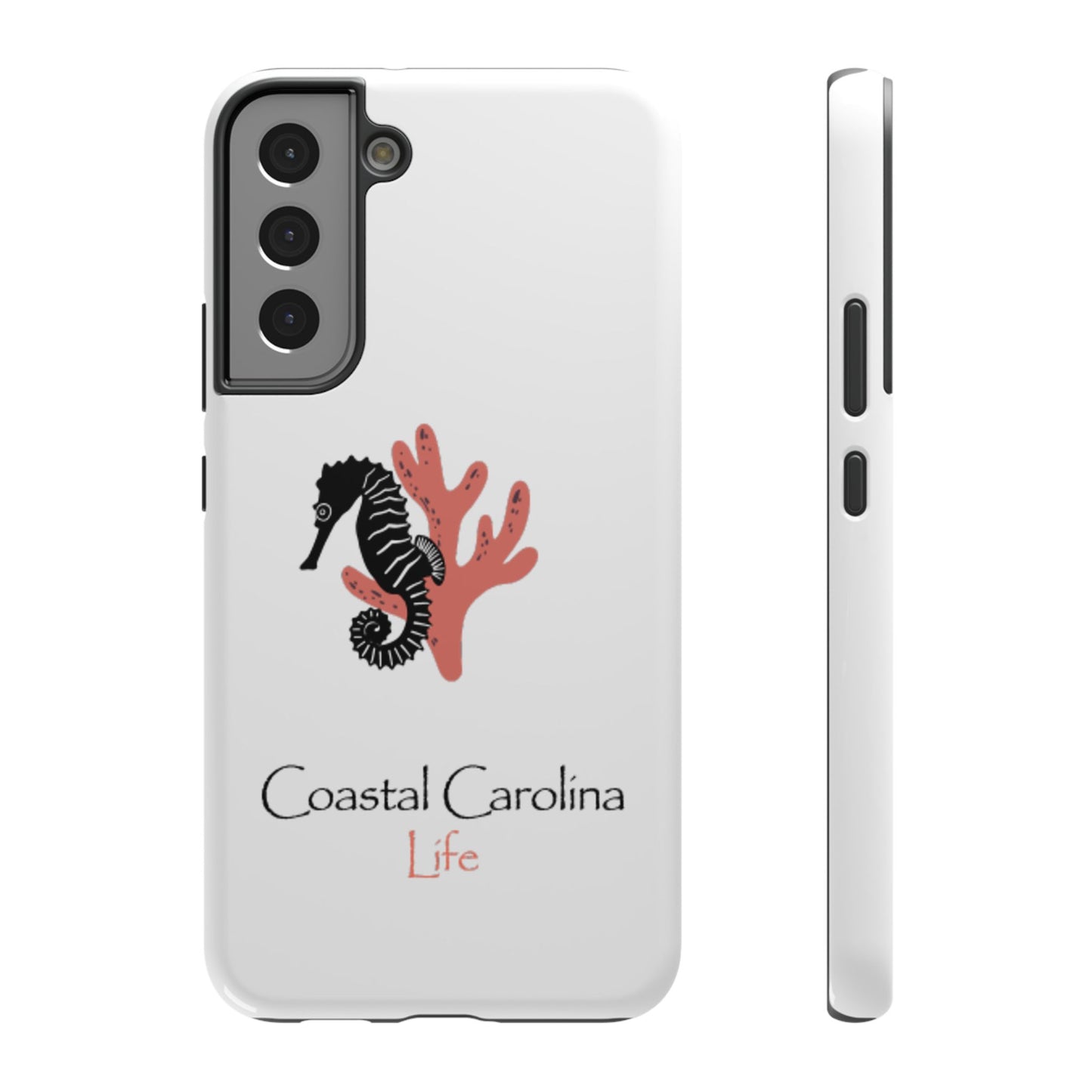 Impact-Resistant Phone Case - iPhone or Samsung - Seahorse and Coral