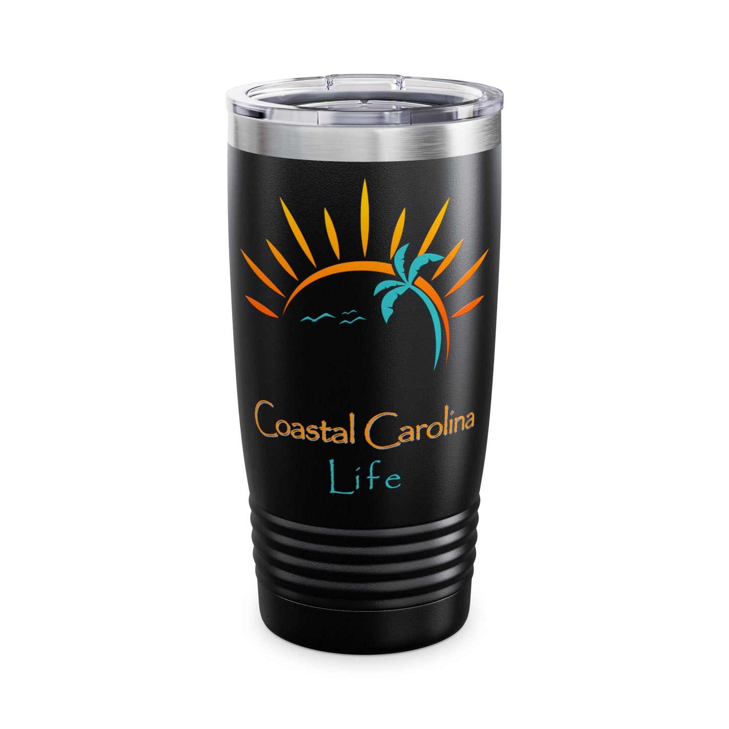 Palm Tree and Sun Rays Ringneck Tumbler