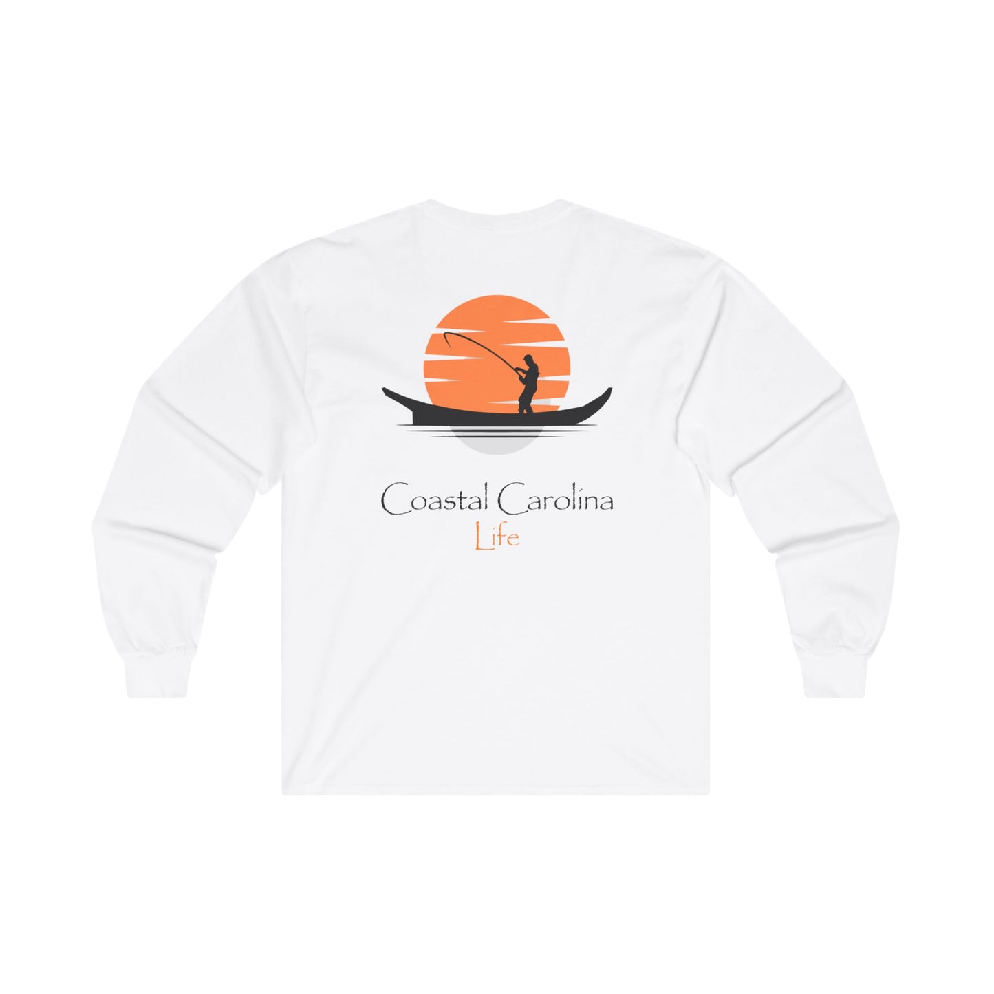 Men's Long Sleeve Cotton T-Shirt - Fishing Boat