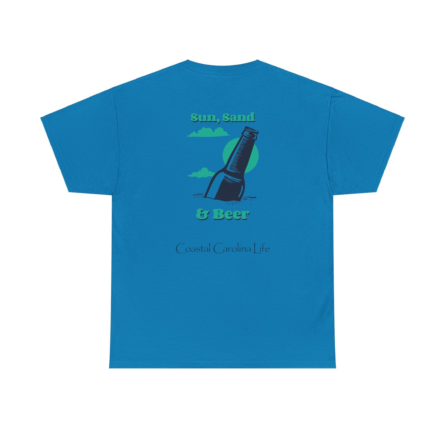 Men's Heavy Cotton T-Shirt - Sun, Sand & Beer