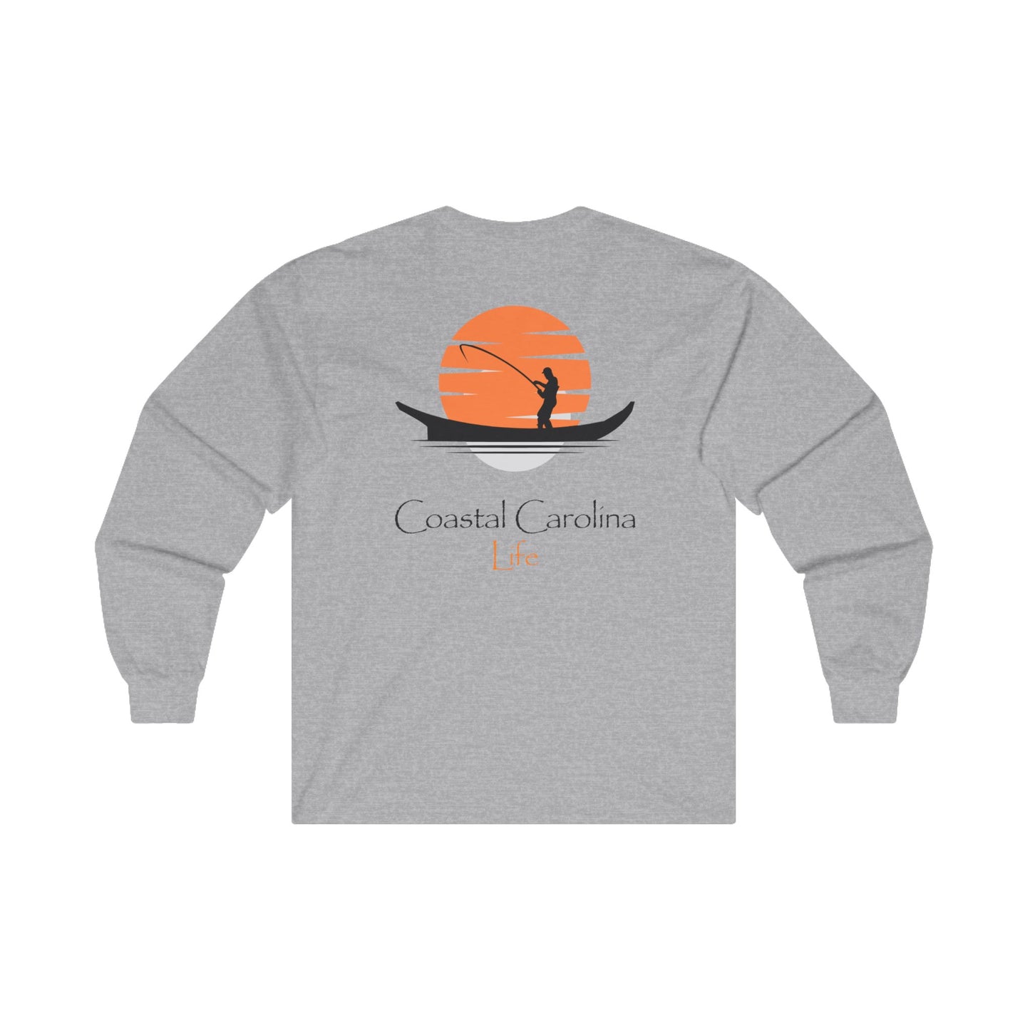 Men's Long Sleeve Cotton T-Shirt - Fishing Boat