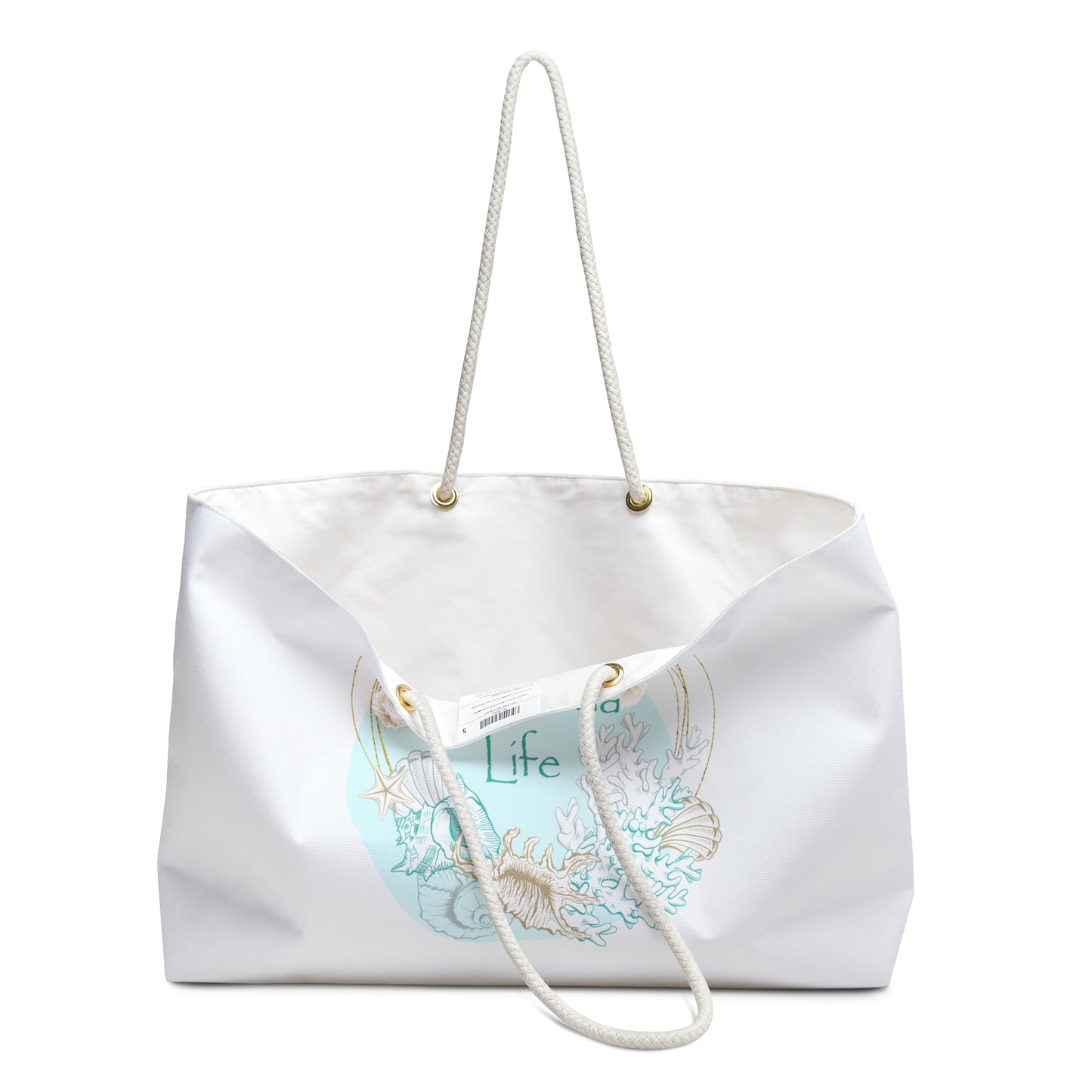 Seashells and Coral Coastal Weekender Tote with Rope Handles