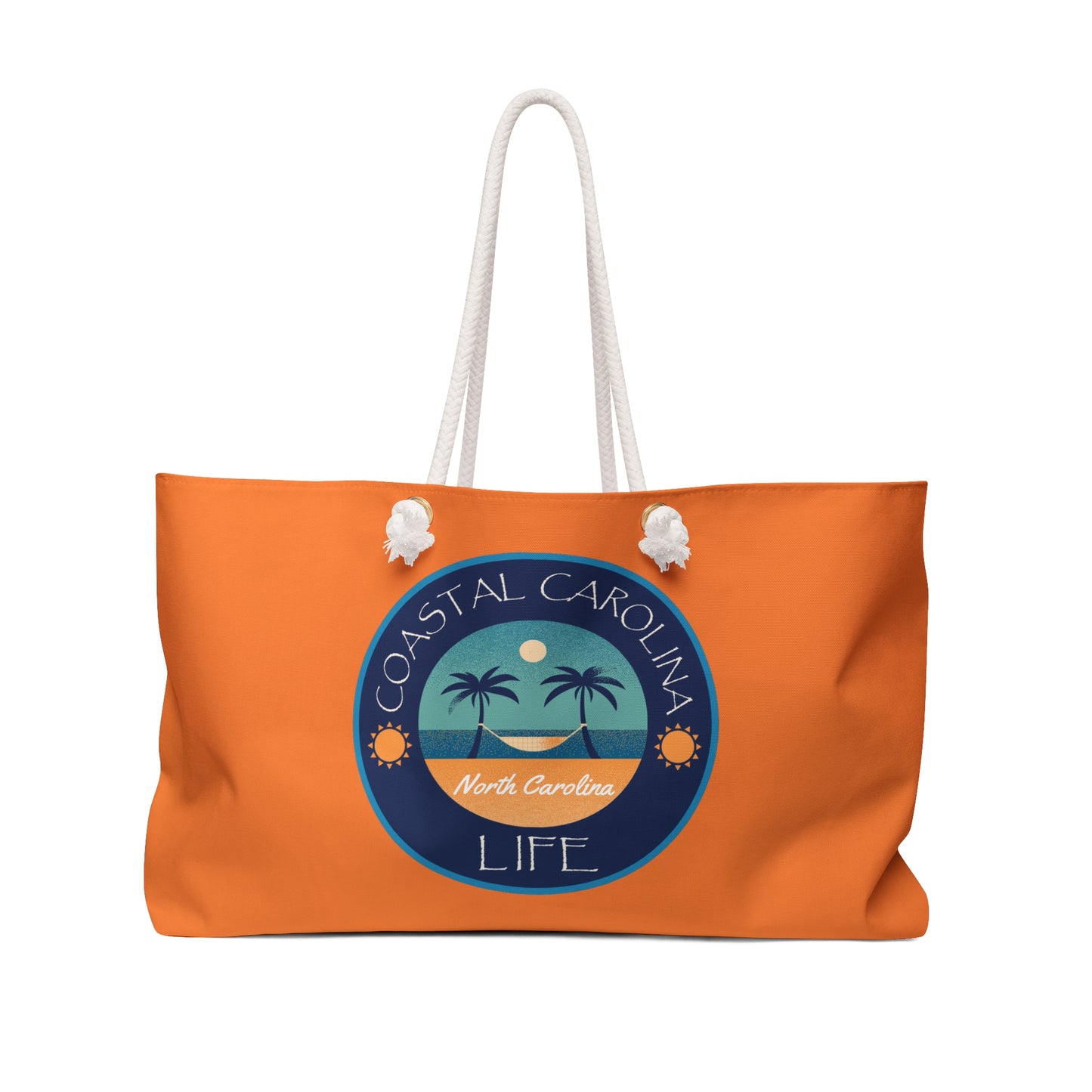 North Carolina Coastal Weekender Tote with Rope Handles - Orange