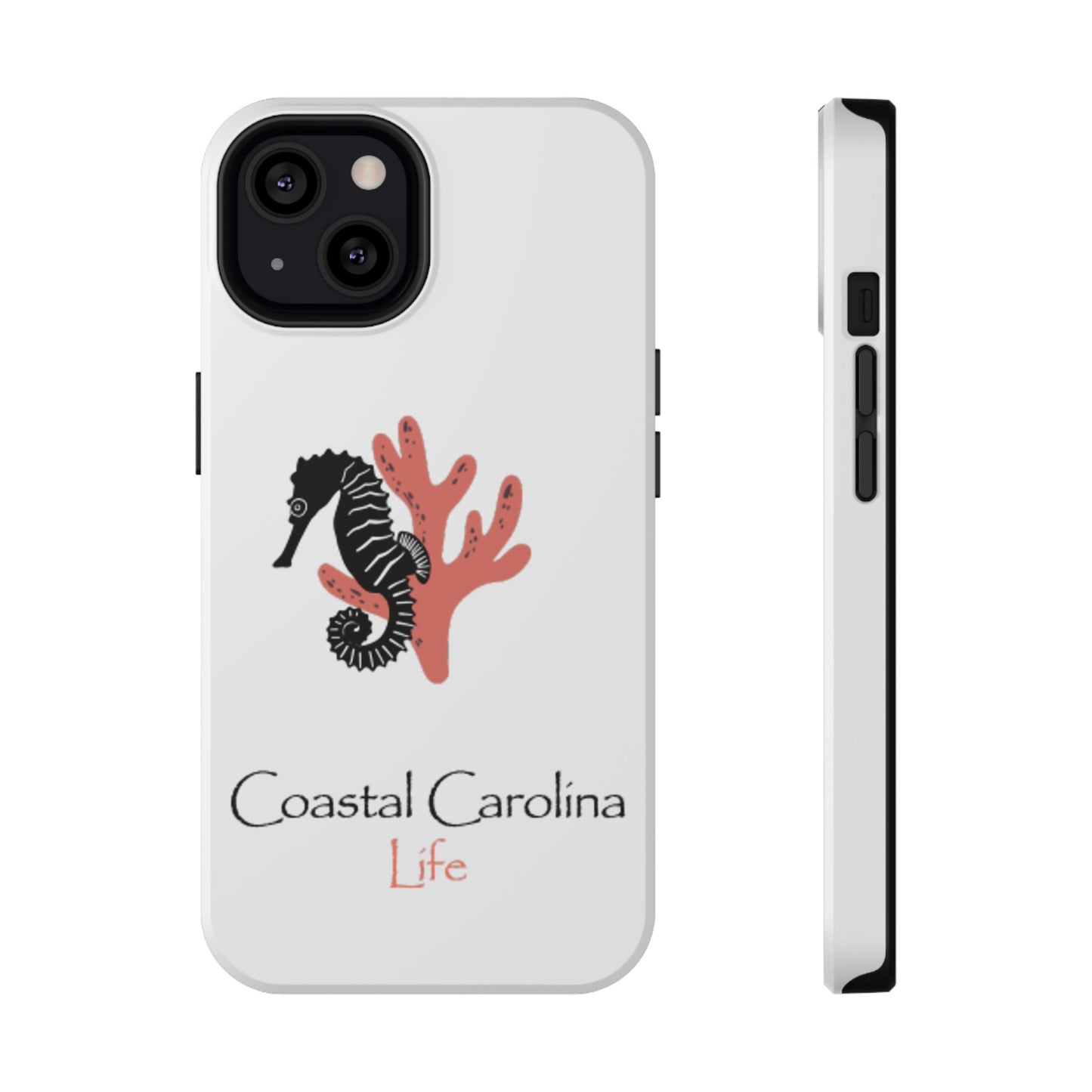Impact-Resistant Phone Case - iPhone or Samsung - Seahorse and Coral