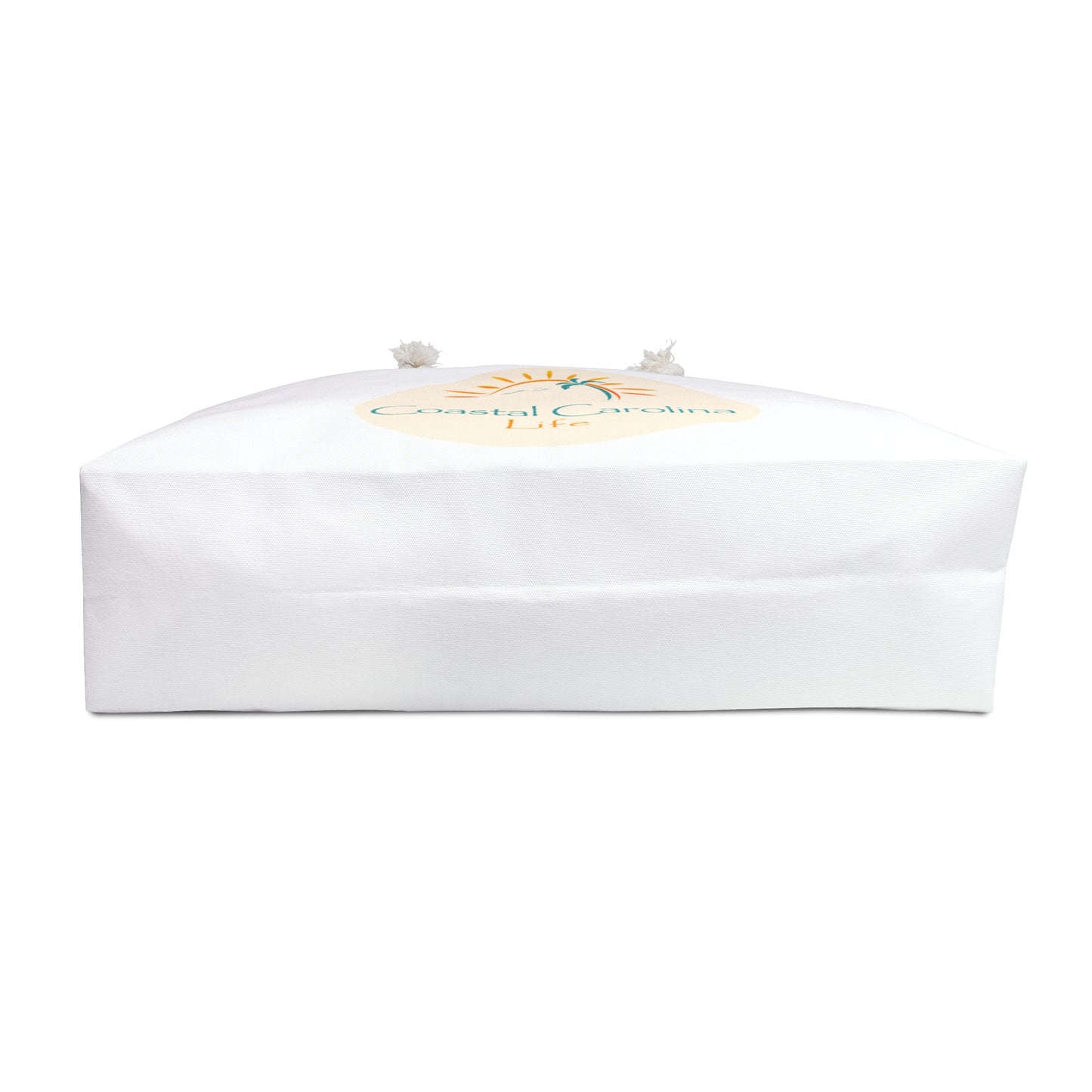 Palm Tree and Sun Rays Coastal Weekender Tote with Rope Handles - White