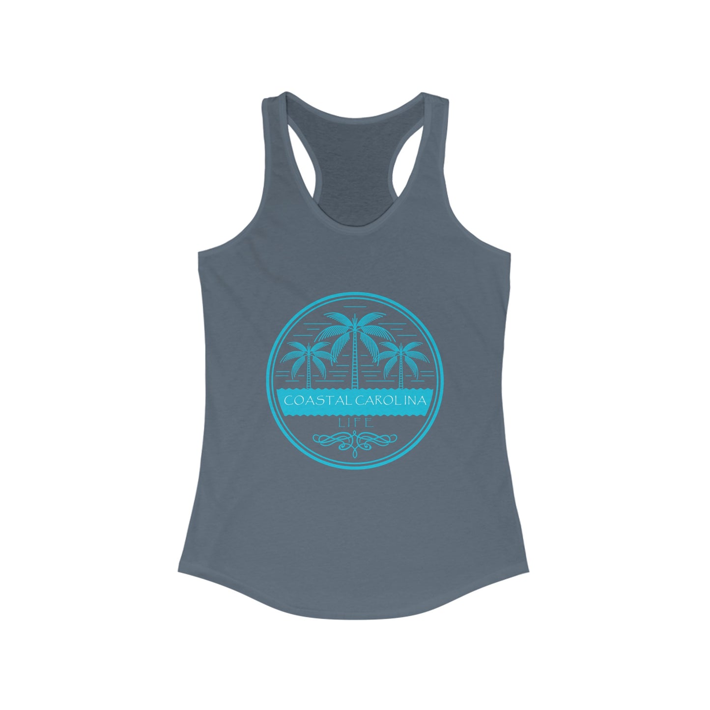 Women's Coastal Tank Top - Palm Trees and Water