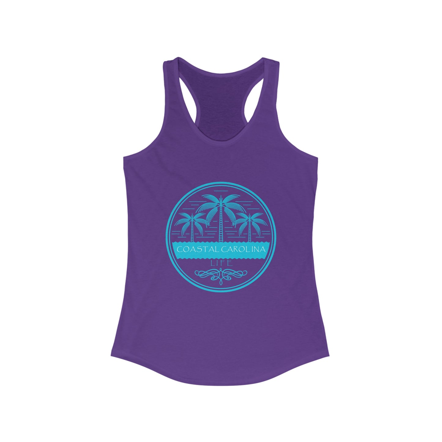 Women's Coastal Tank Top - Palm Trees and Water