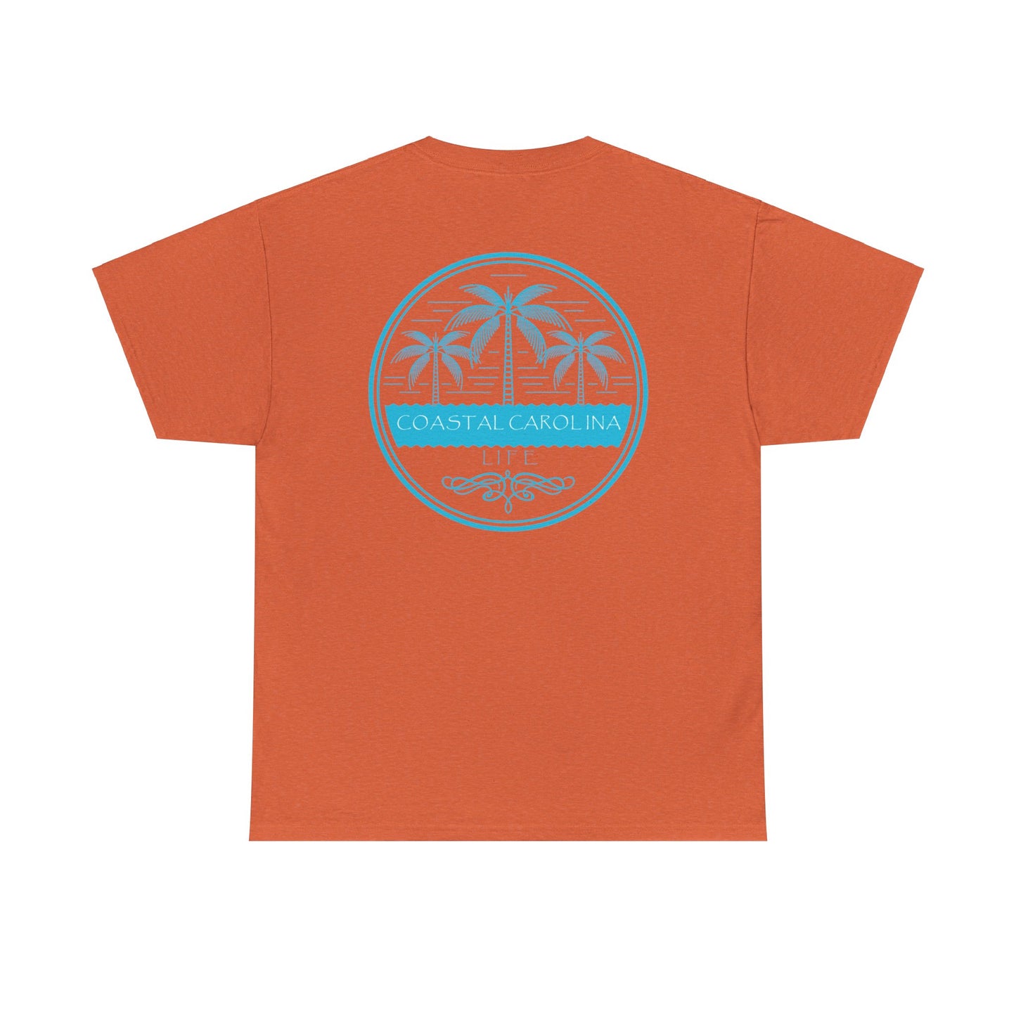 Men's Heavy Cotton T-Shirt - Palm Trees and Water