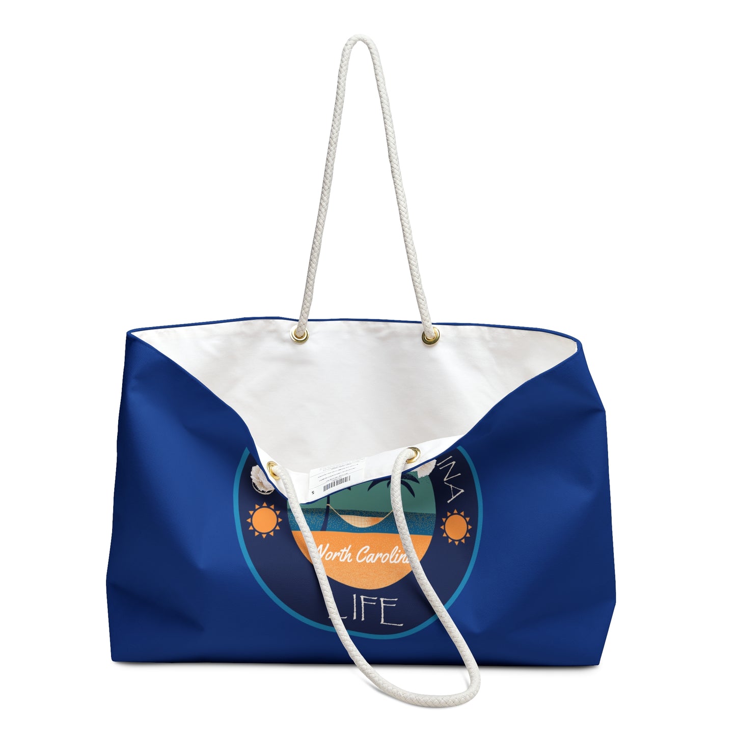 North Carolina Coastal Weekender Tote with Rope Handles - Blue
