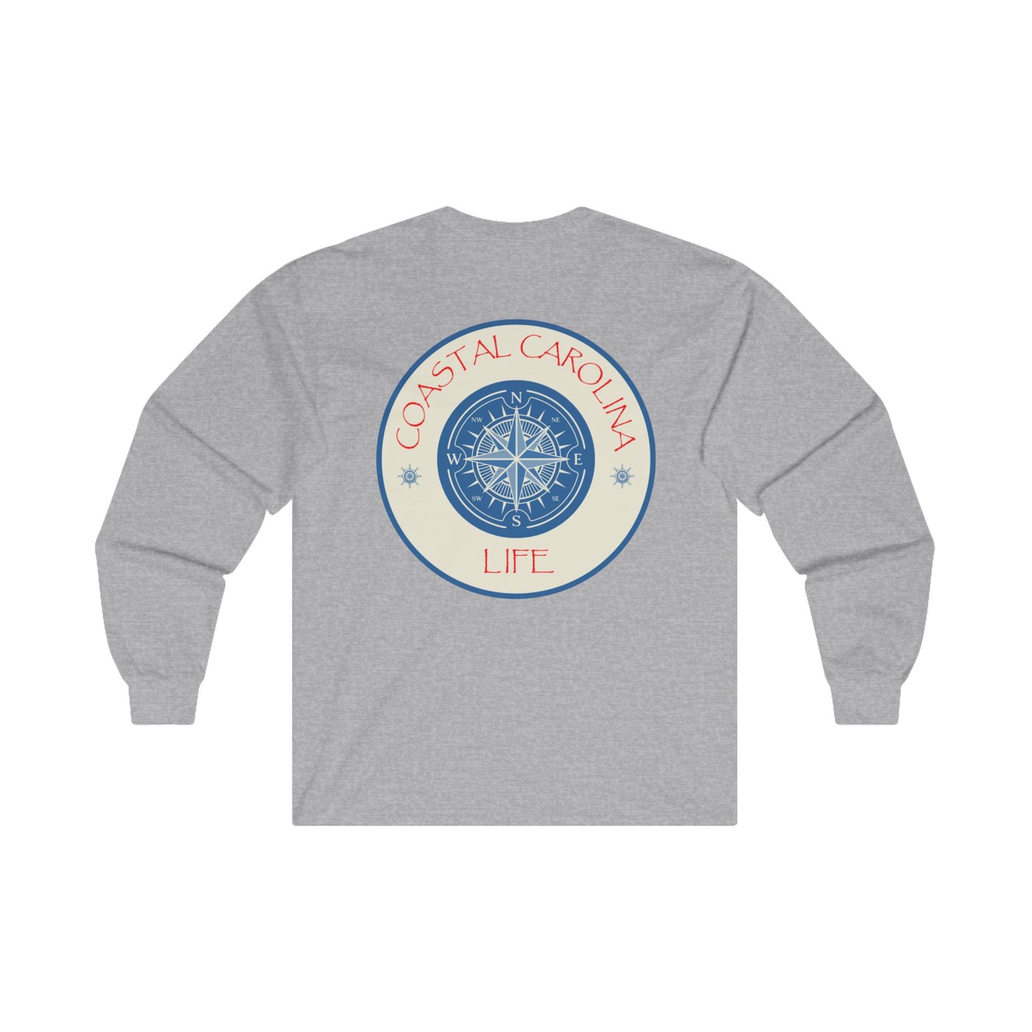 Men's Long Sleeve Cotton T-Shirt - Compass