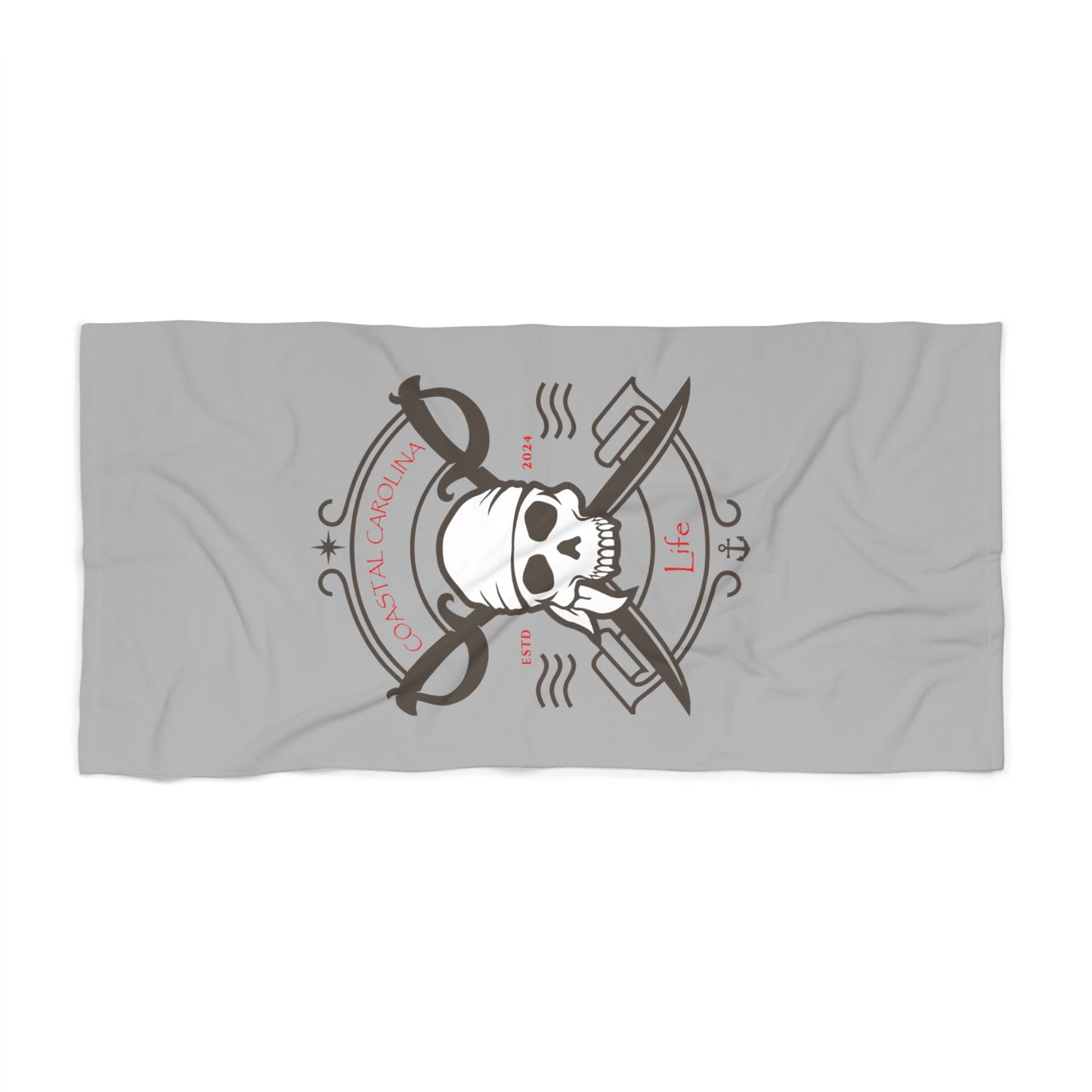 Pirate Skull Coastal Beach Towel