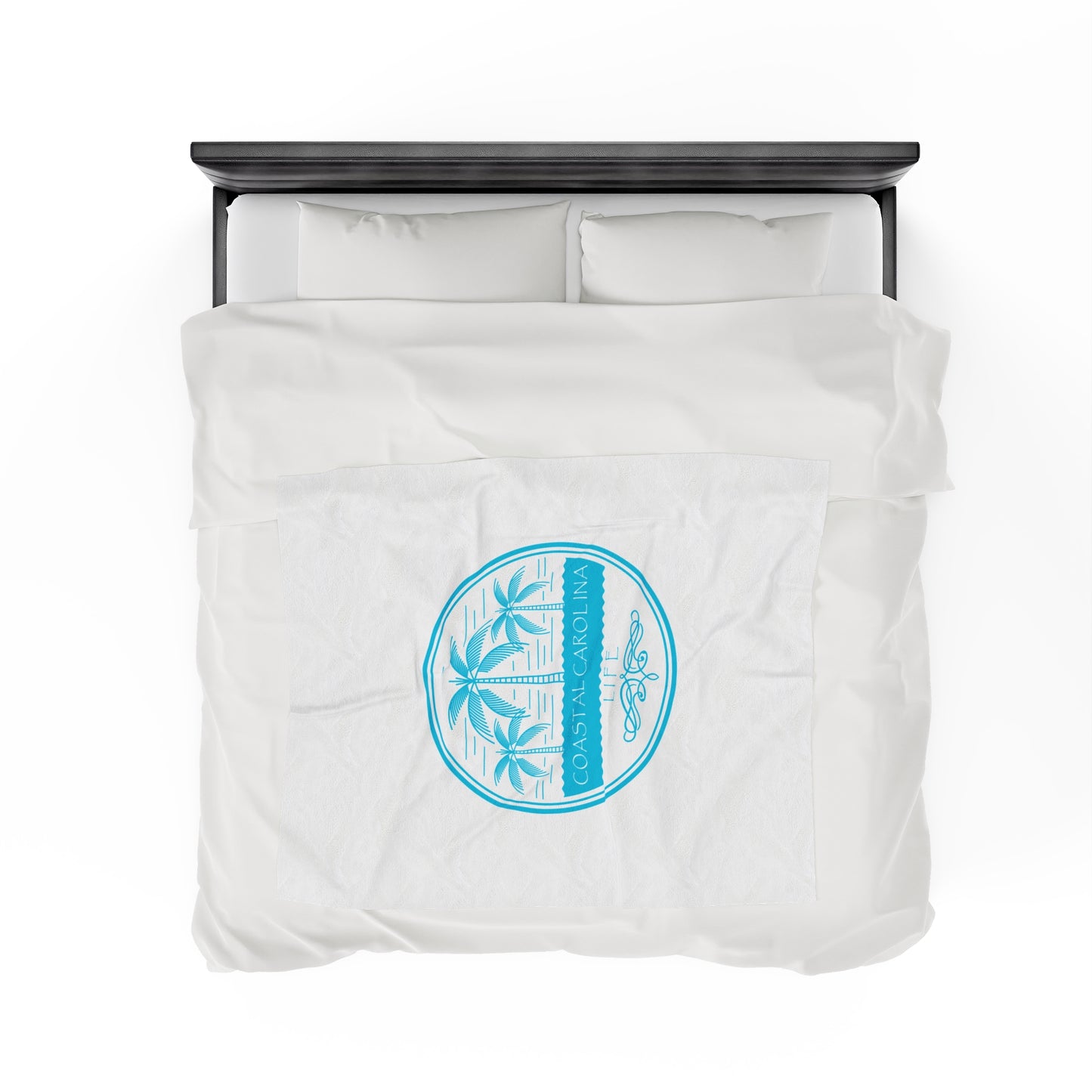 Palm Trees and Water Velveteen Plush Blanket