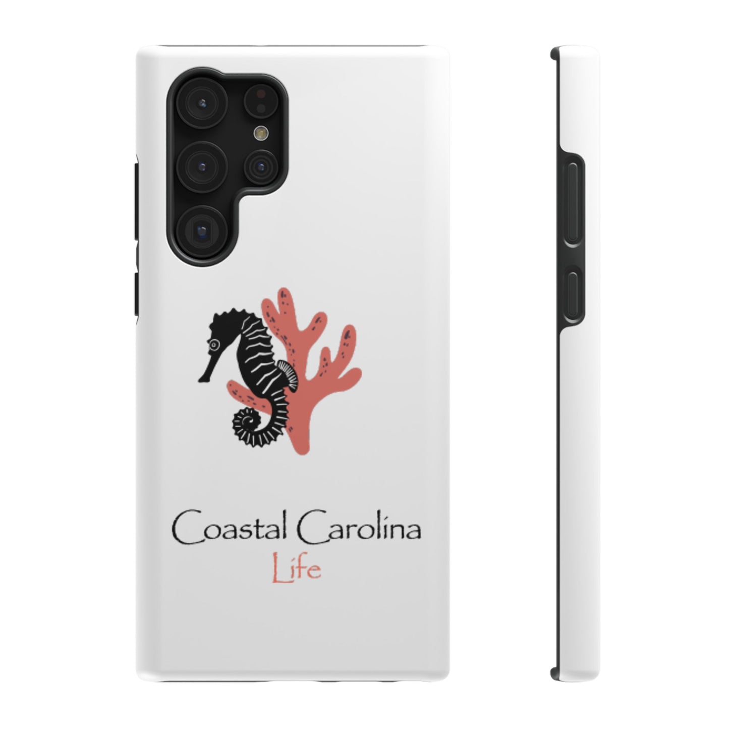 Impact-Resistant Phone Case - iPhone or Samsung - Seahorse and Coral