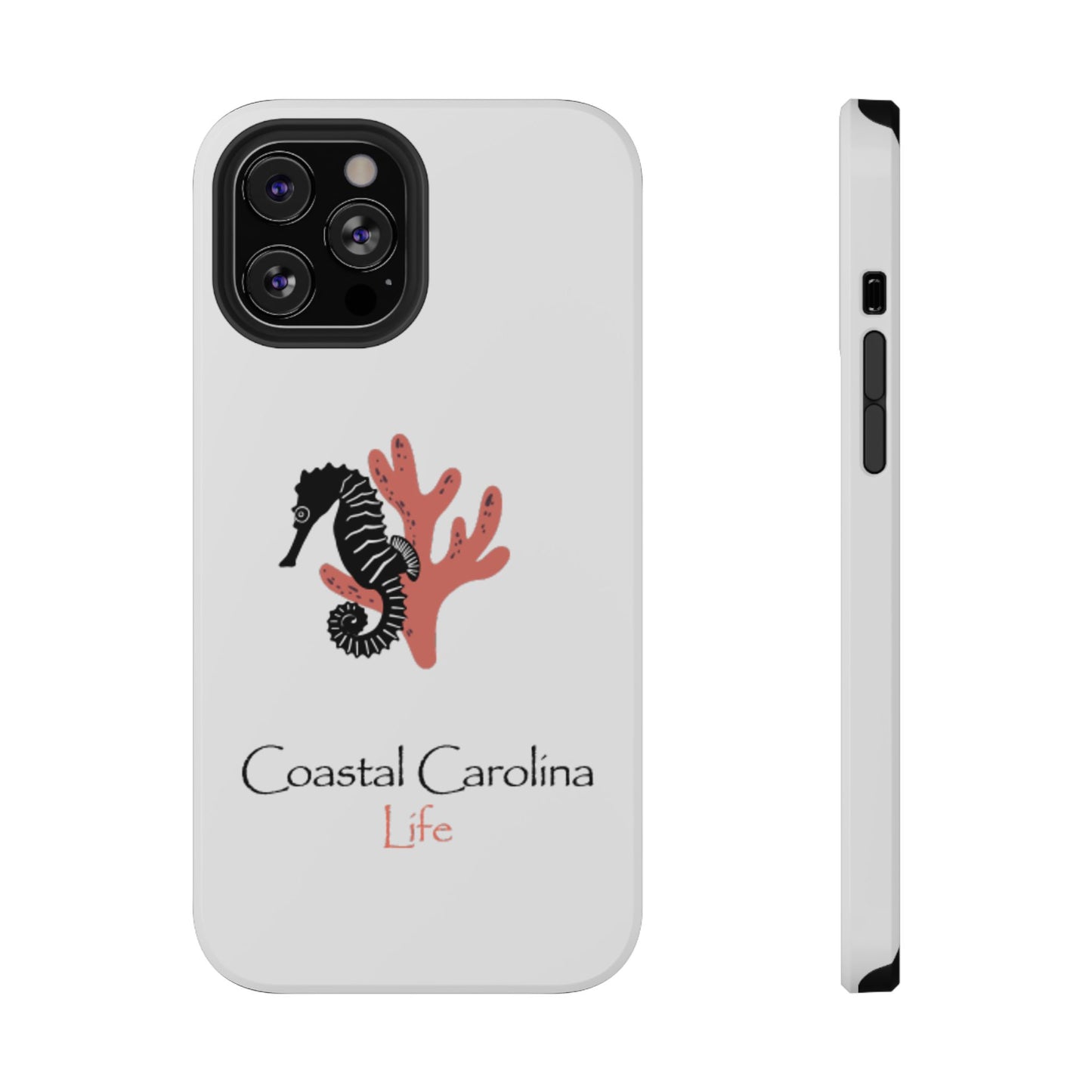 Impact-Resistant Phone Case - iPhone or Samsung - Seahorse and Coral