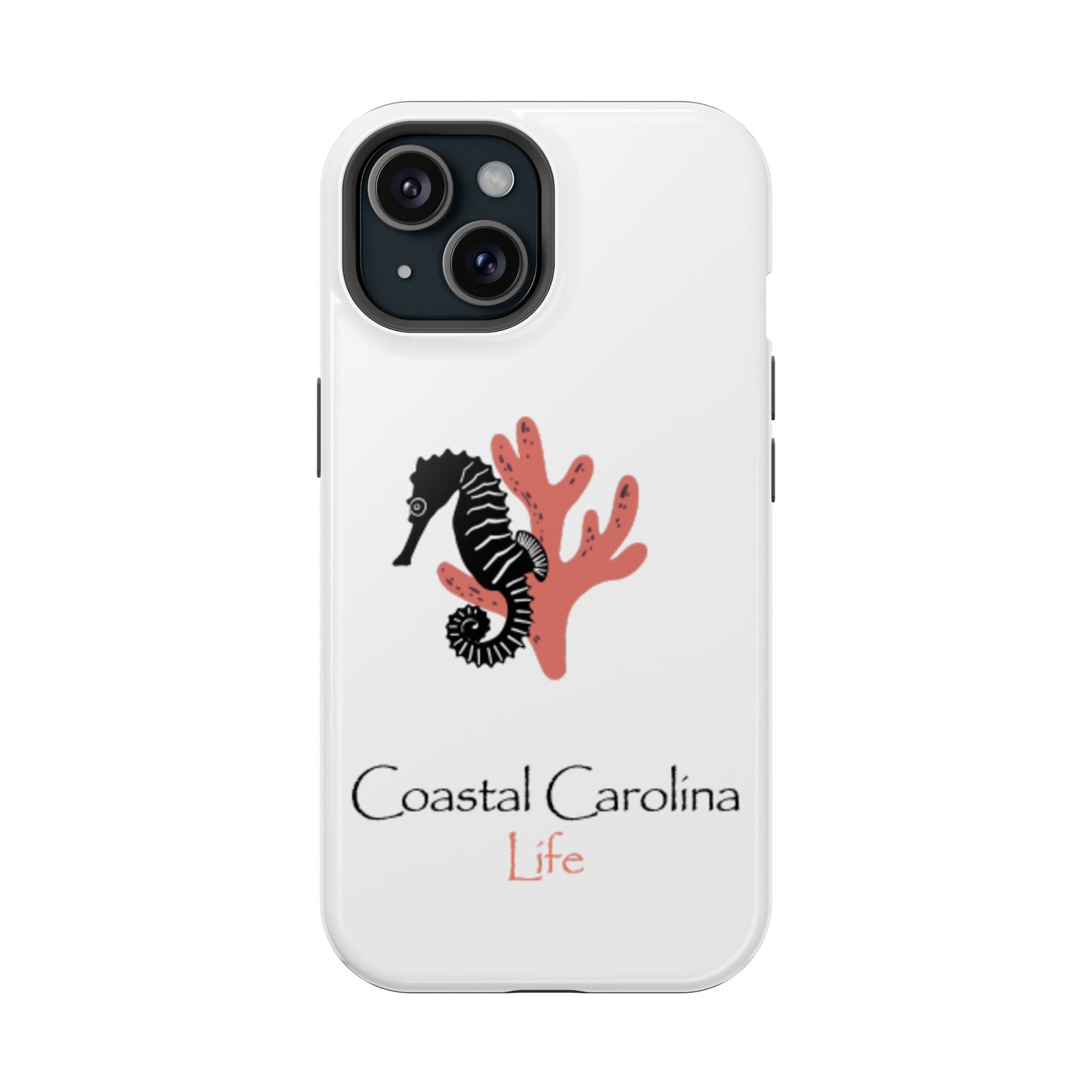 Impact-Resistant Phone Case - iPhone or Samsung - Seahorse and Coral