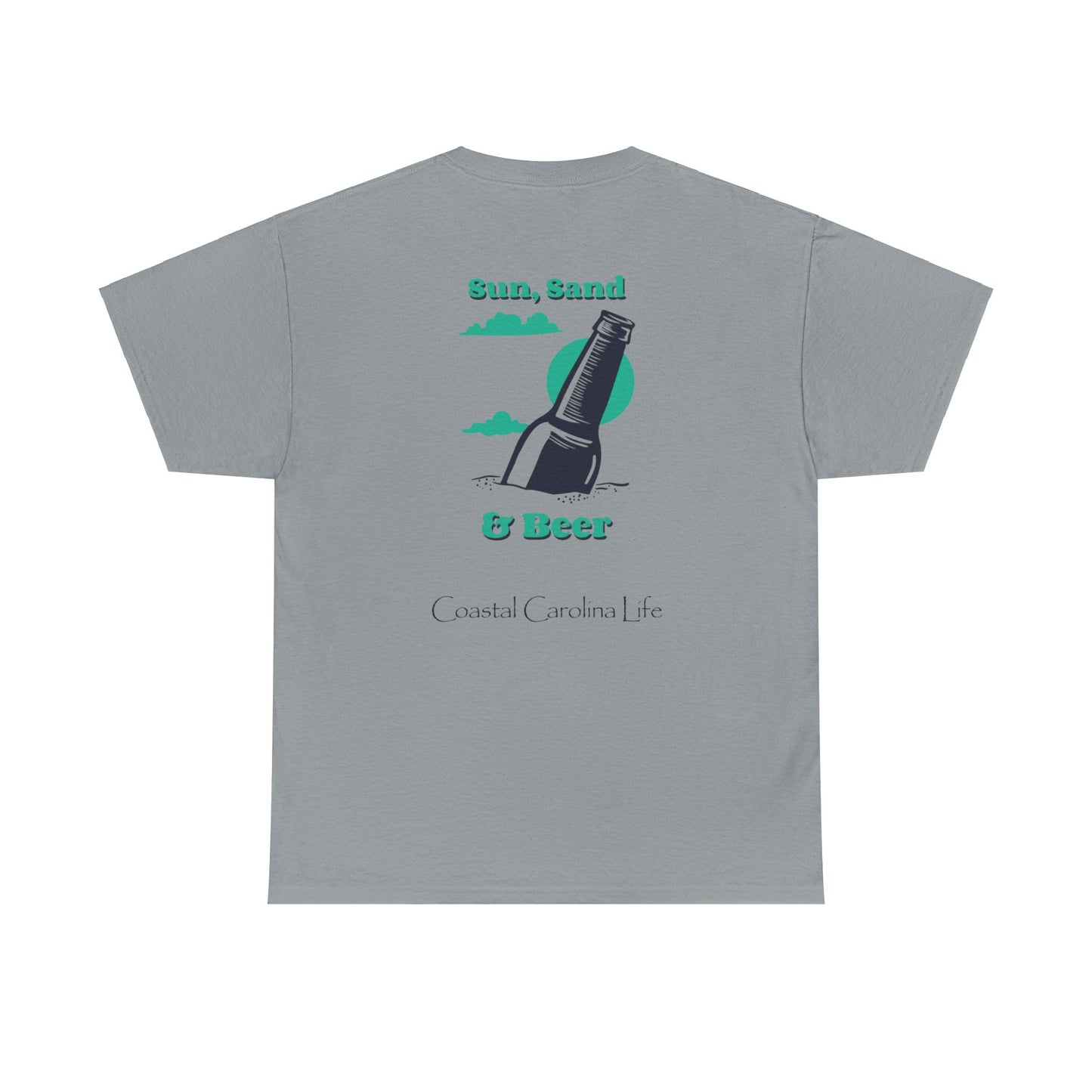 Men's Heavy Cotton T-Shirt - Sun, Sand & Beer