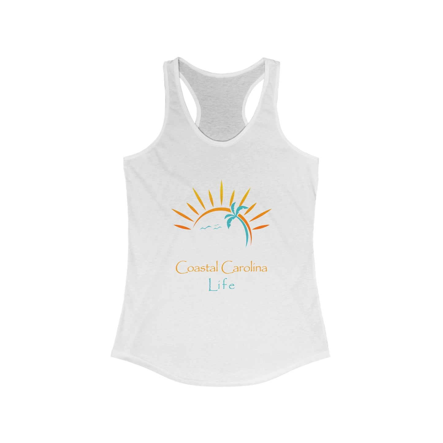 Women's Coastal Tank Top - Palm Tree and Sun Rays
