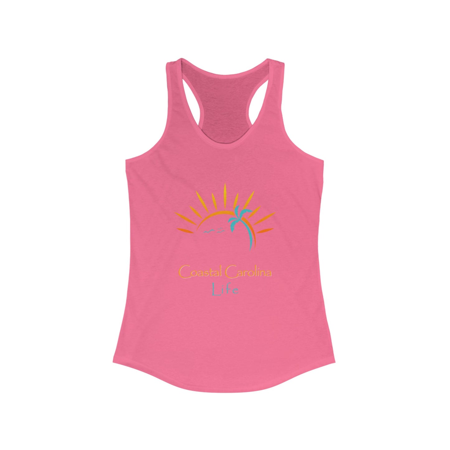Women's Coastal Tank Top - Palm Tree and Sun Rays