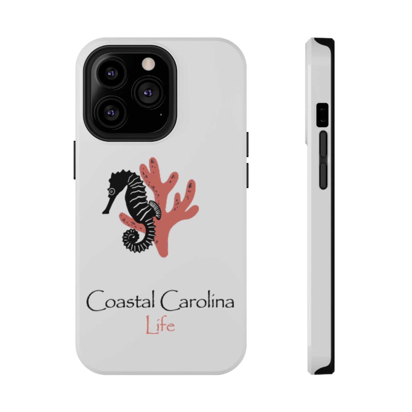 Impact-Resistant Phone Case - iPhone or Samsung - Seahorse and Coral