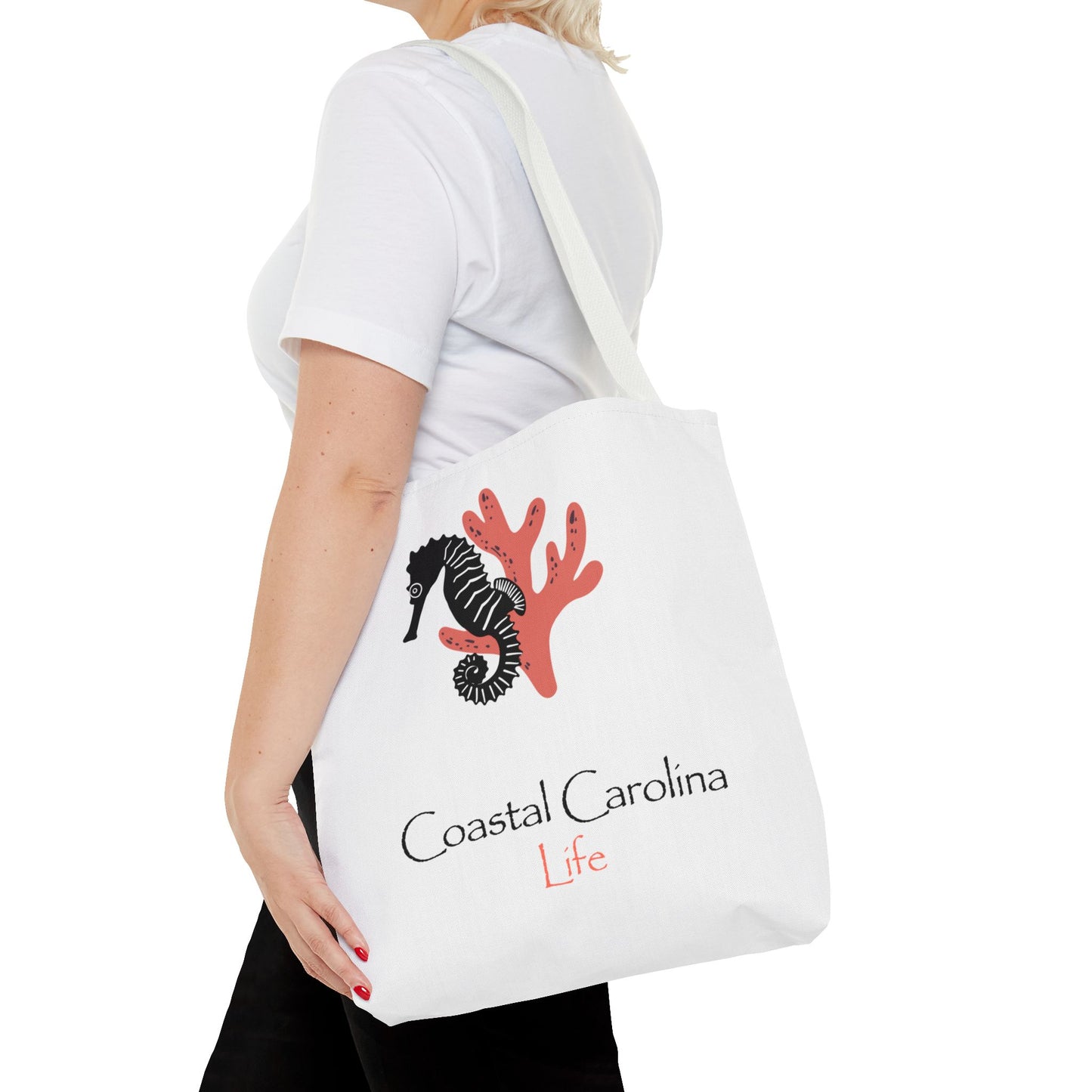 Seahorse and Coral Coastal Tote Bag