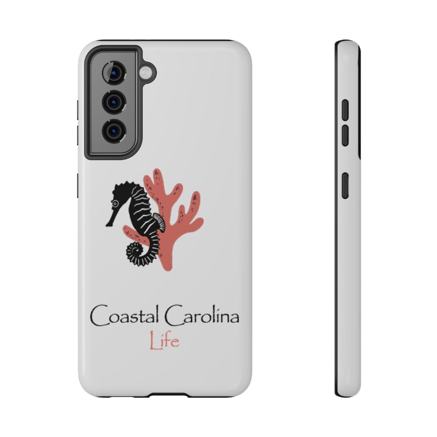 Impact-Resistant Phone Case - iPhone or Samsung - Seahorse and Coral