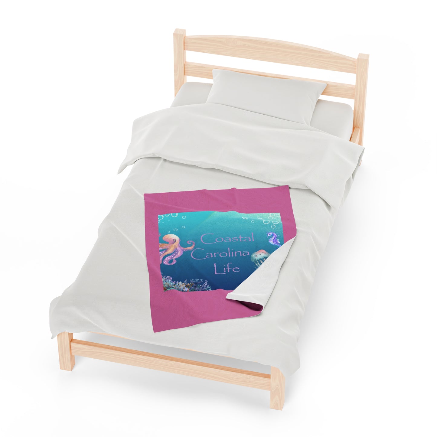 Octopus and Jellyfish Velveteen Plush Blanket