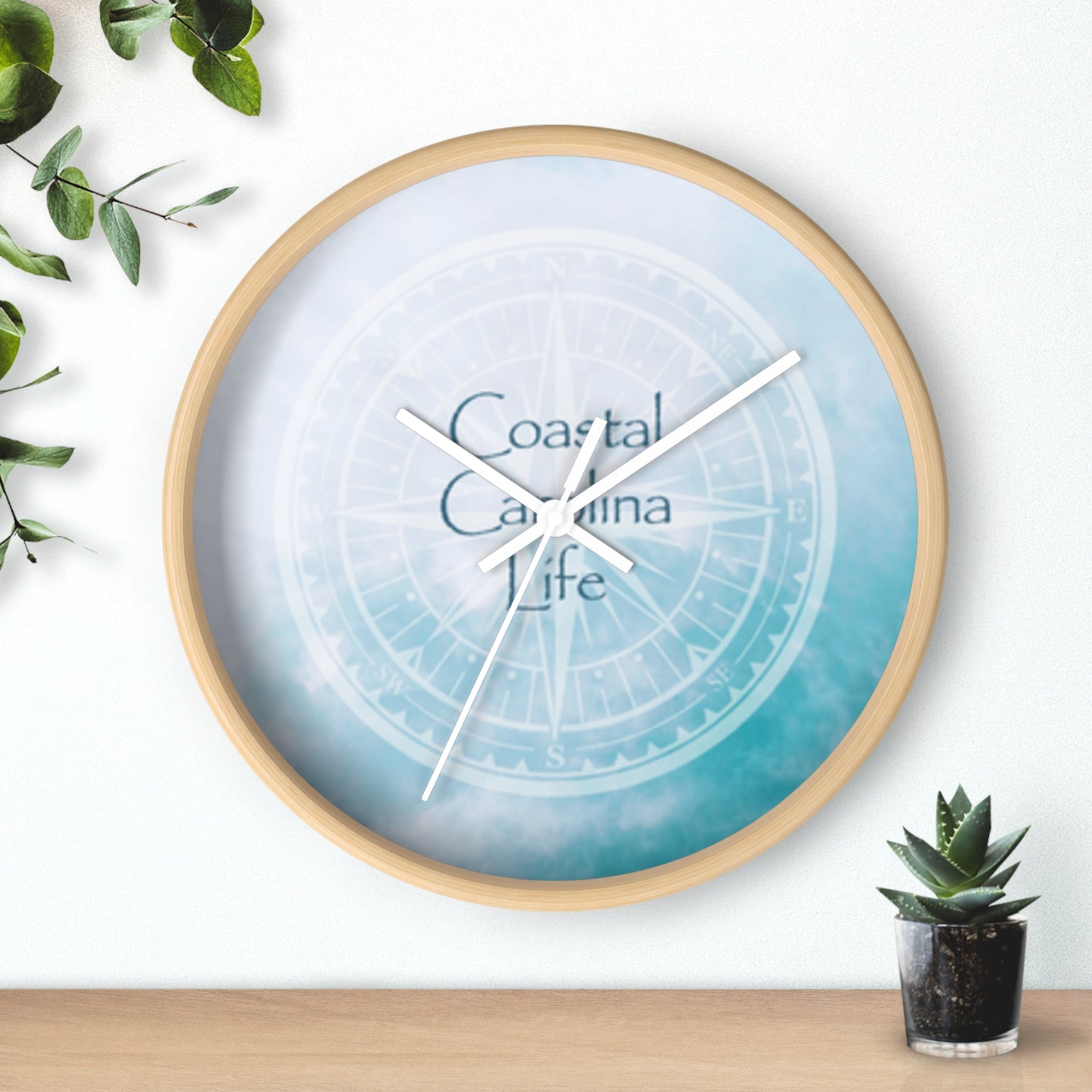 Compass with Clouds Coastal Carolina Wall Clock