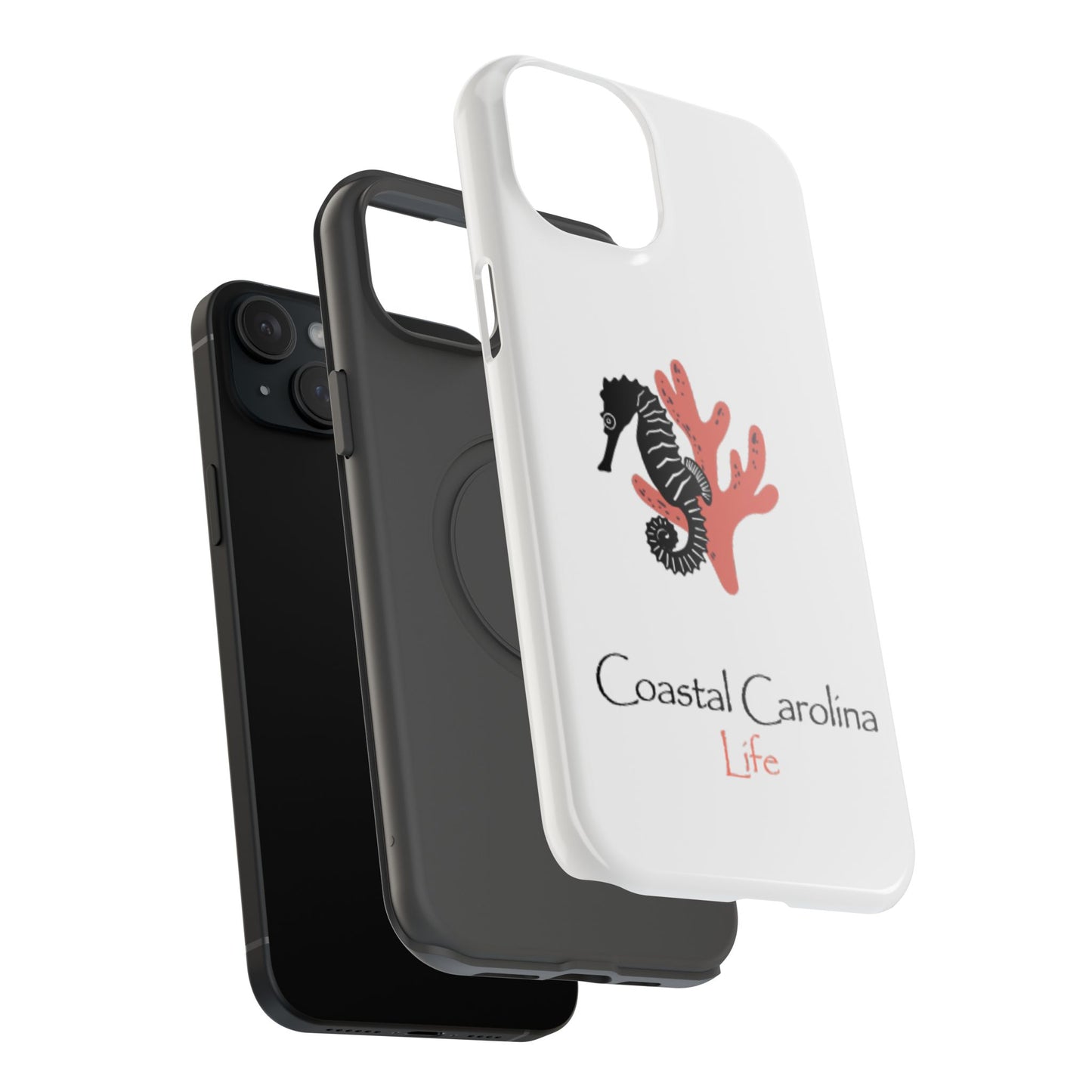 Impact-Resistant Phone Case - iPhone or Samsung - Seahorse and Coral