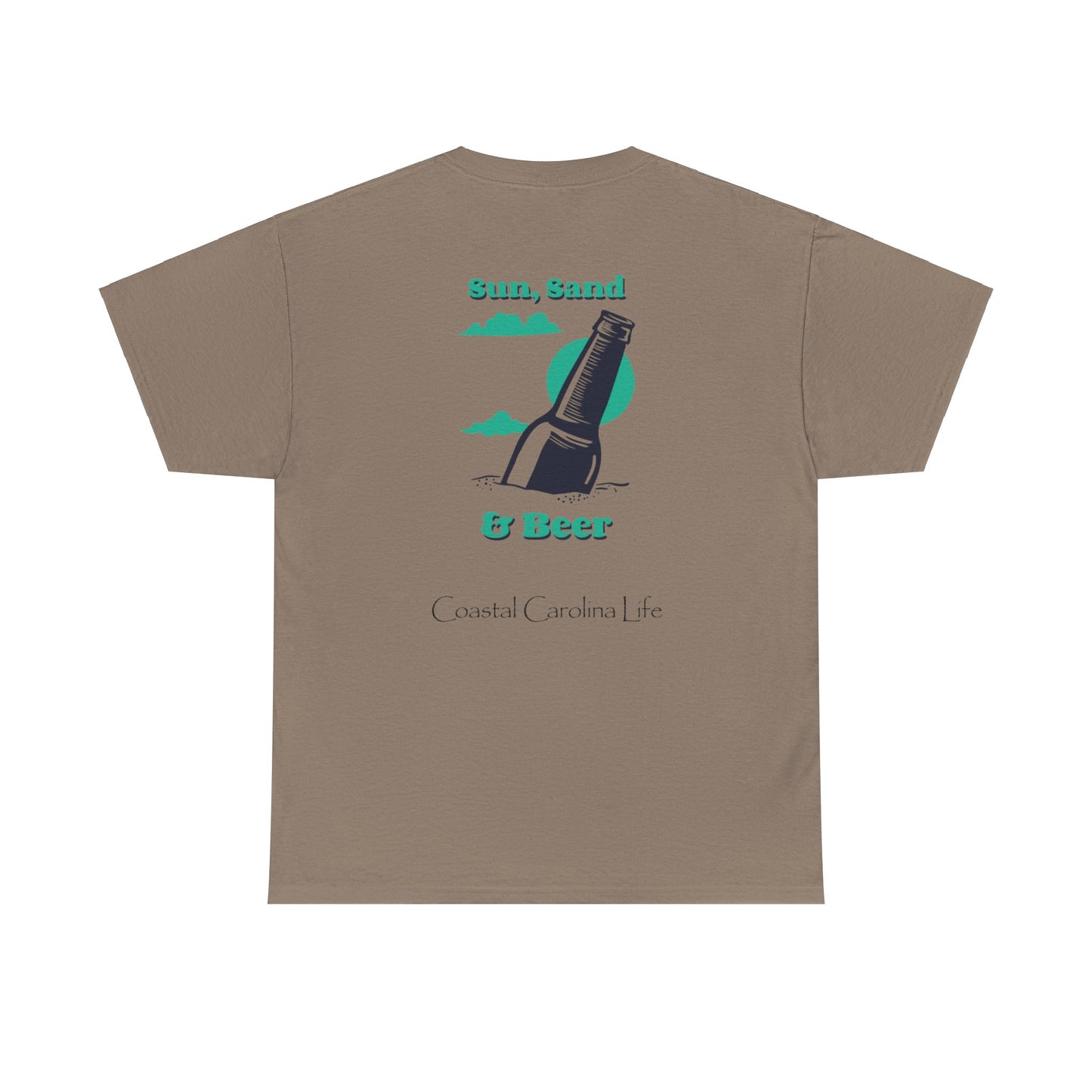 Men's Heavy Cotton T-Shirt - Sun, Sand & Beer