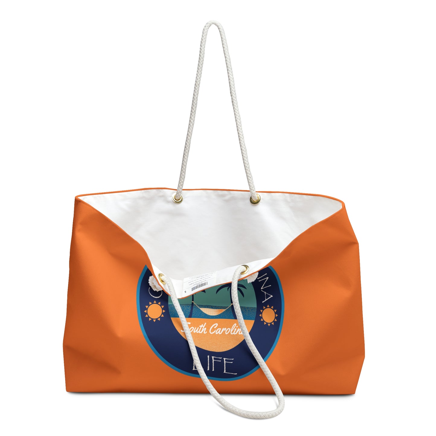 South Carolina Coastal Weekender Tote with Rope Handles - Orange
