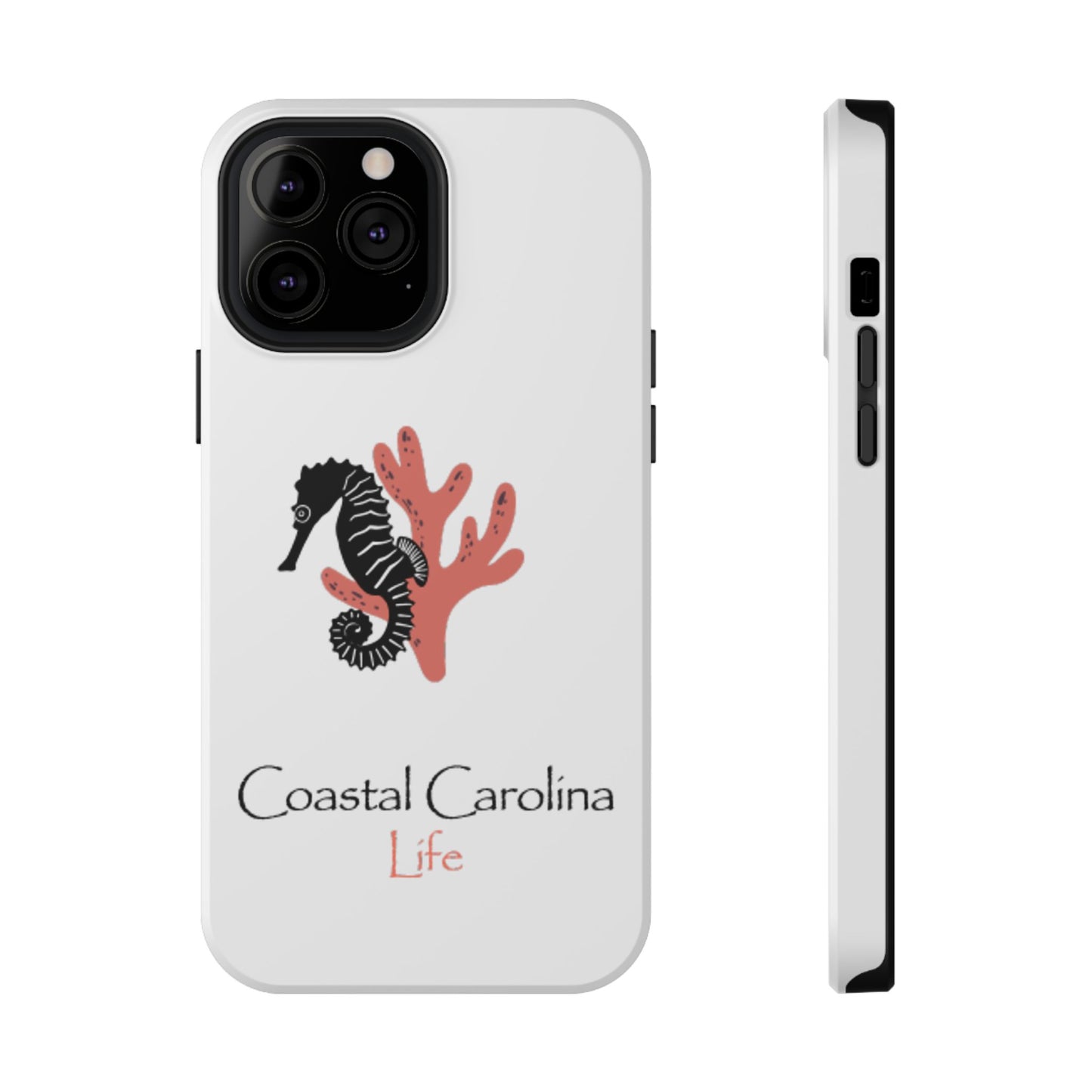 Impact-Resistant Phone Case - iPhone or Samsung - Seahorse and Coral
