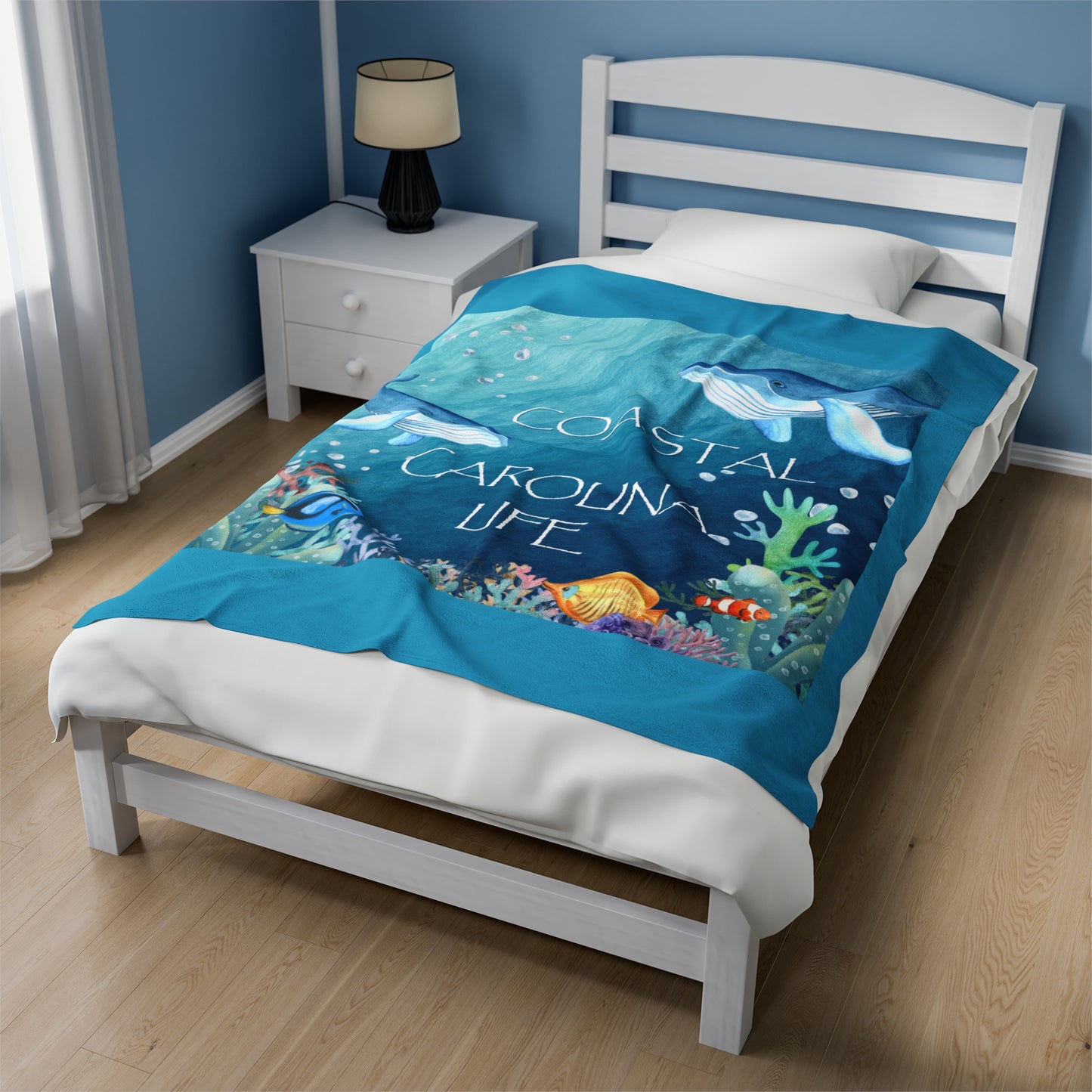 Blue Whales Velveteen Plush Blanket