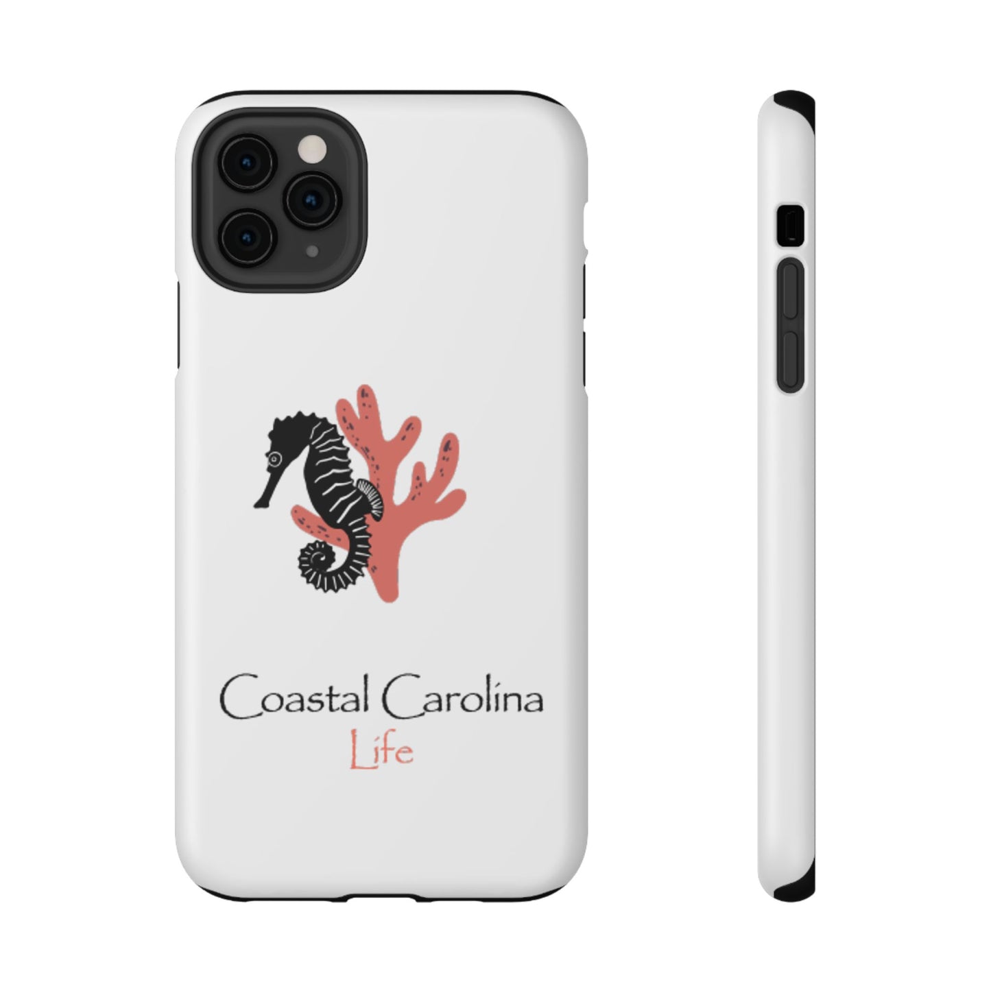 Impact-Resistant Phone Case - iPhone or Samsung - Seahorse and Coral