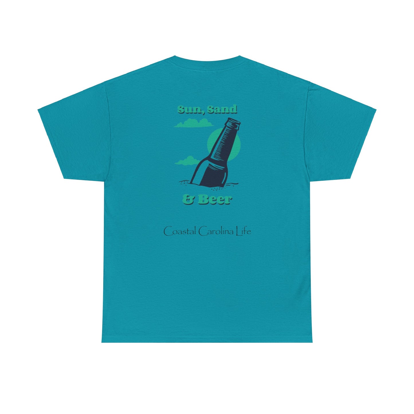 Men's Heavy Cotton T-Shirt - Sun, Sand & Beer