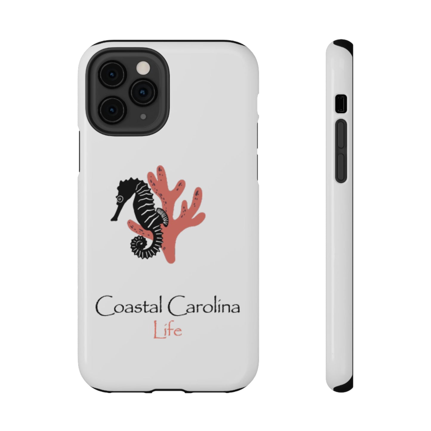 Impact-Resistant Phone Case - iPhone or Samsung - Seahorse and Coral