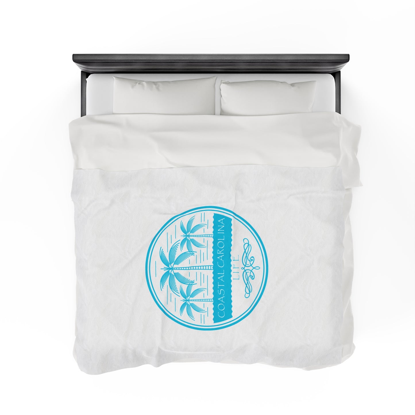 Palm Trees and Water Velveteen Plush Blanket