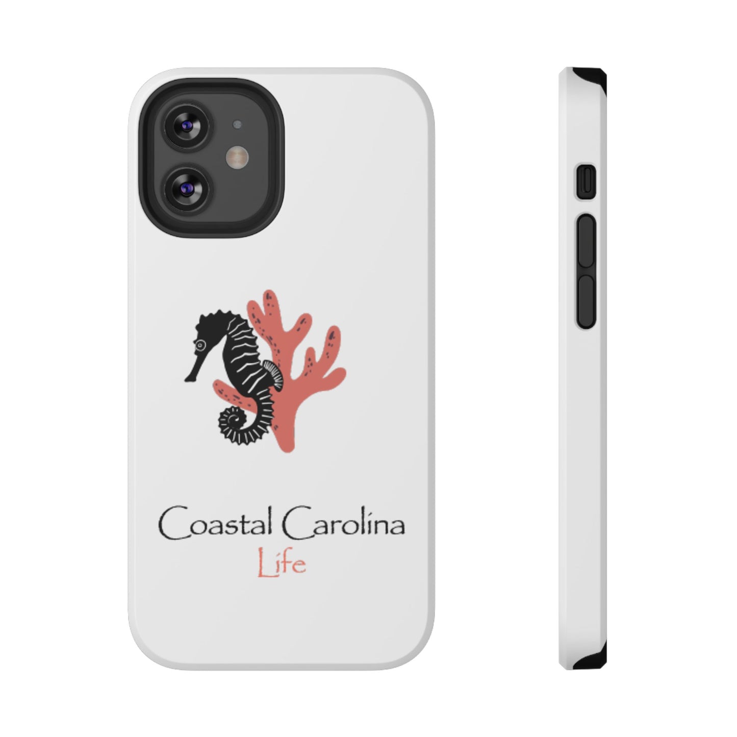 Impact-Resistant Phone Case - iPhone or Samsung - Seahorse and Coral