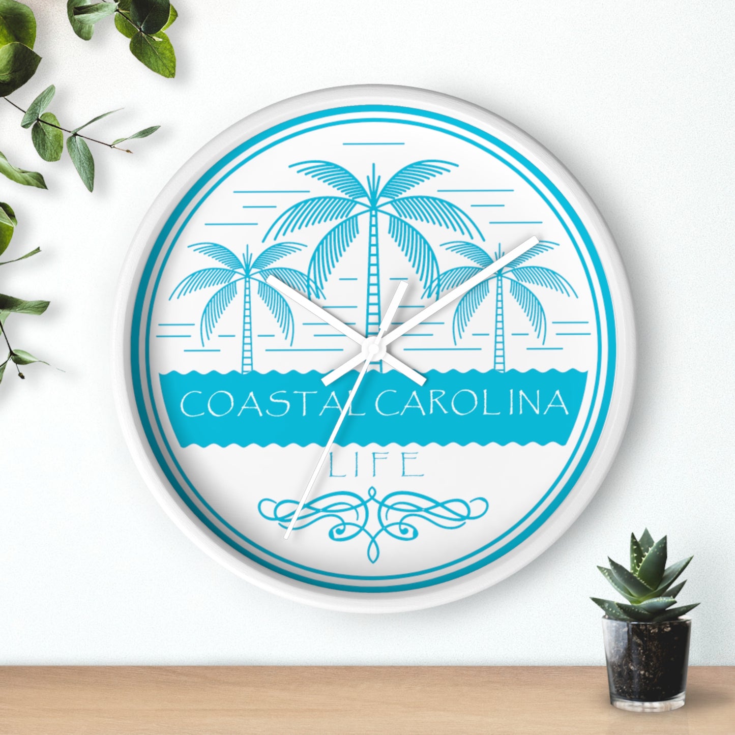 Palm Trees and Water Coastal Carolina Wall Clock